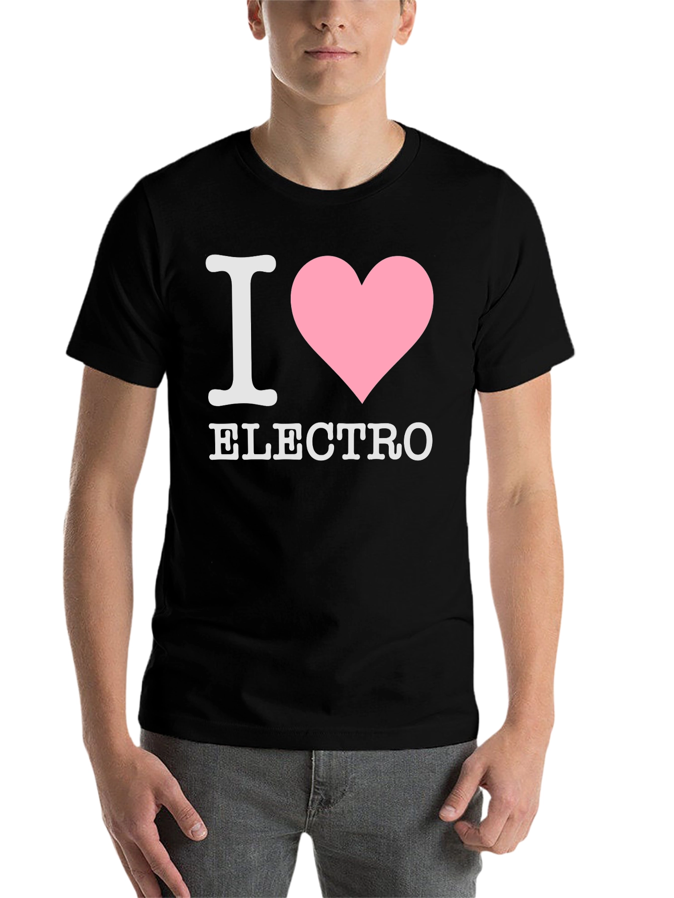 Black I Heart Electro T-Shirt - Black Cotton Tee view 7