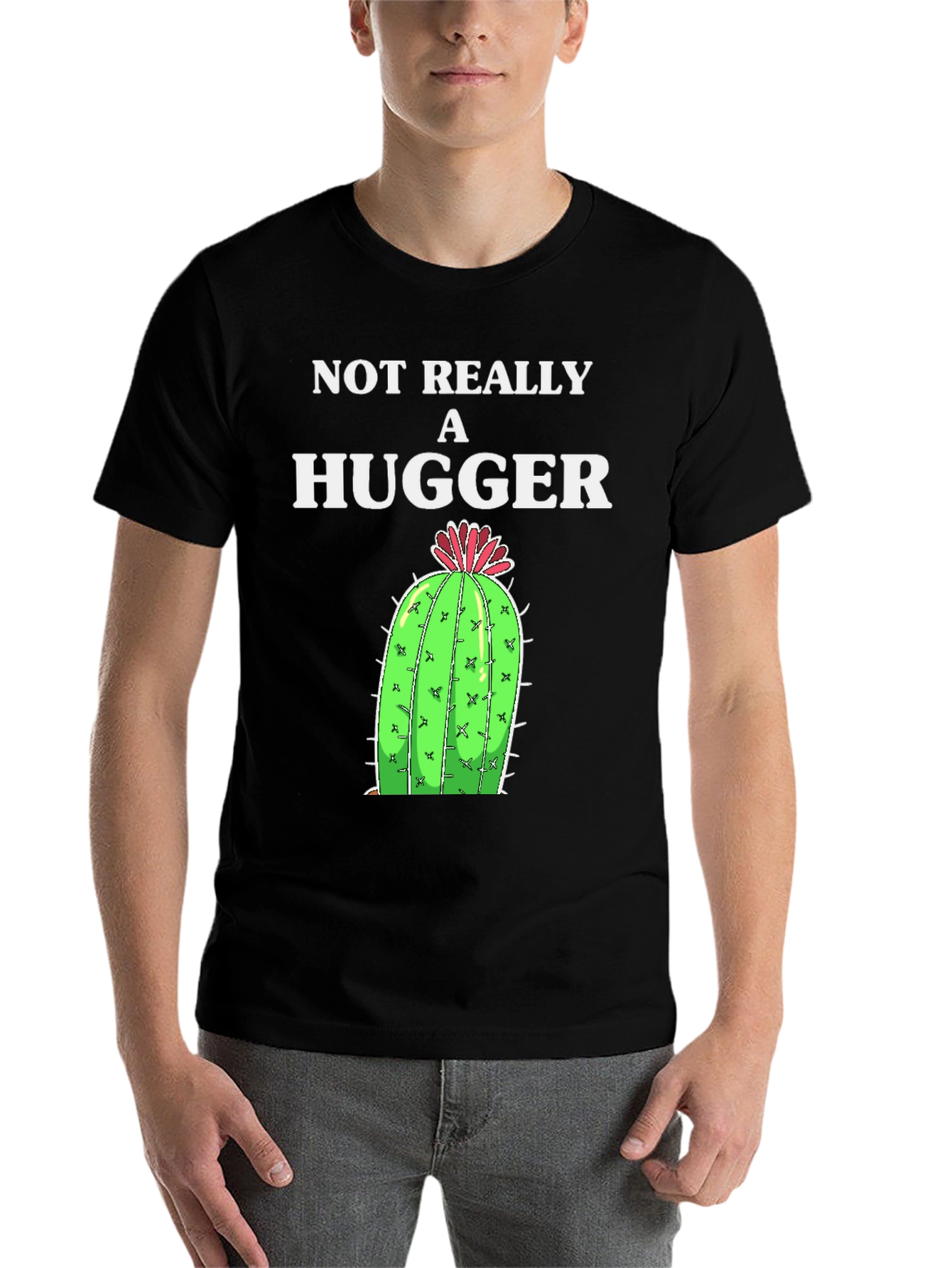 Black Not Really A Hugger Cactus Graphic Tee view 7