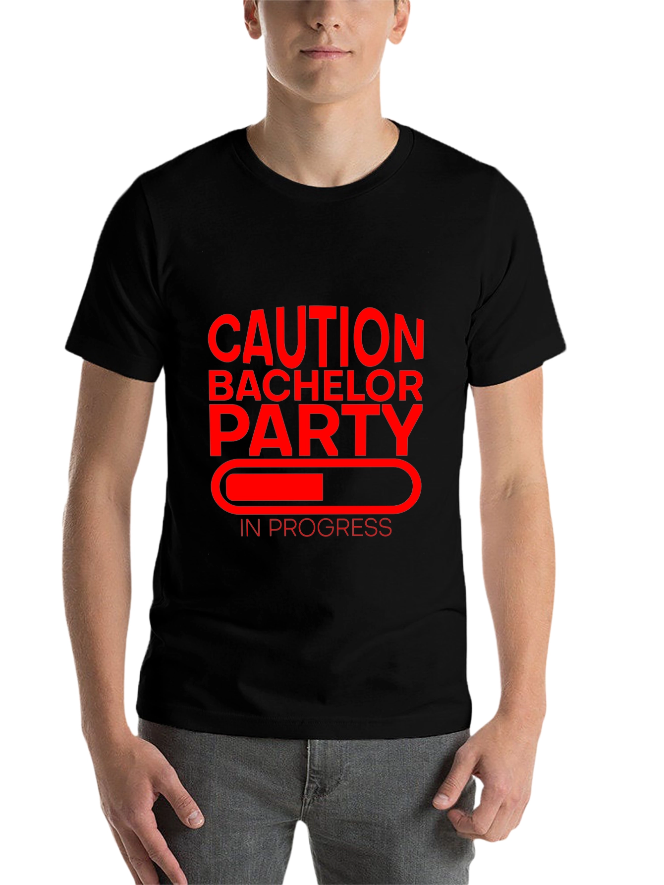 Black Caution Bachelor Party T-Shirt view 7