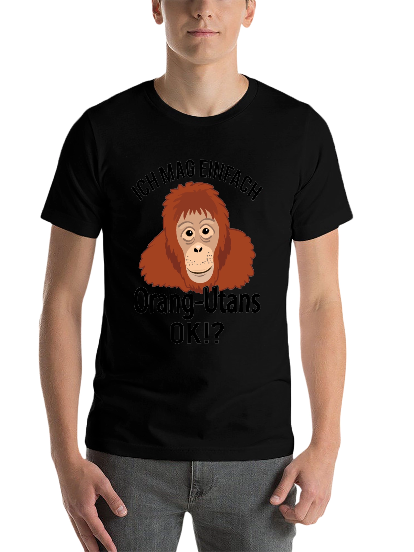 Black Ich Mag Orang-Utans OK?! Black T-Shirt view 7