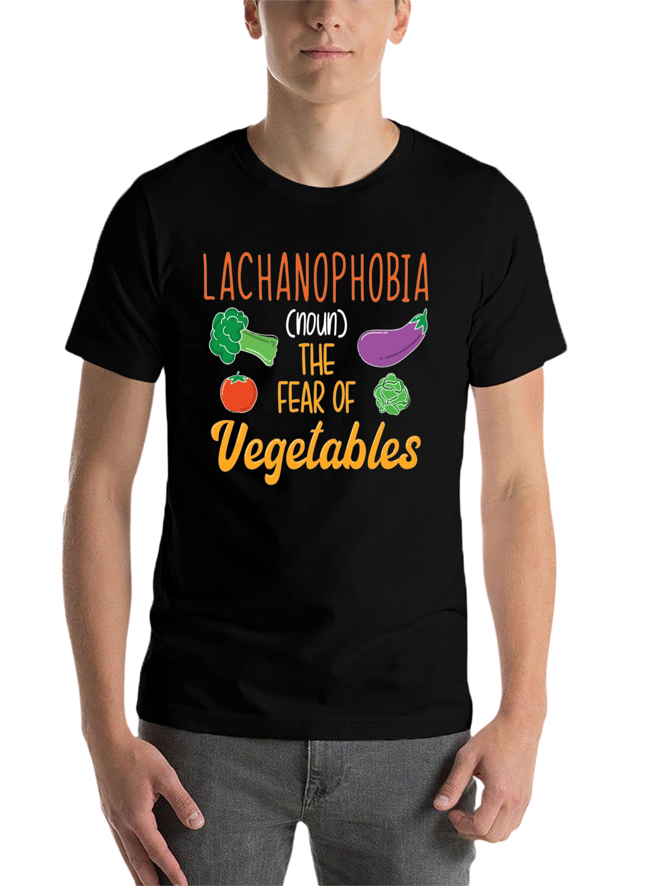 Black Lachanophobia Vegetable Fear T-Shirt view 7
