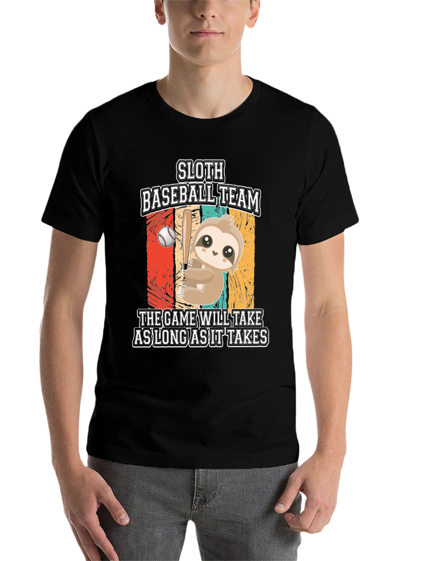 Black Sloth Baseball Team Graphic T-Shirt view 7