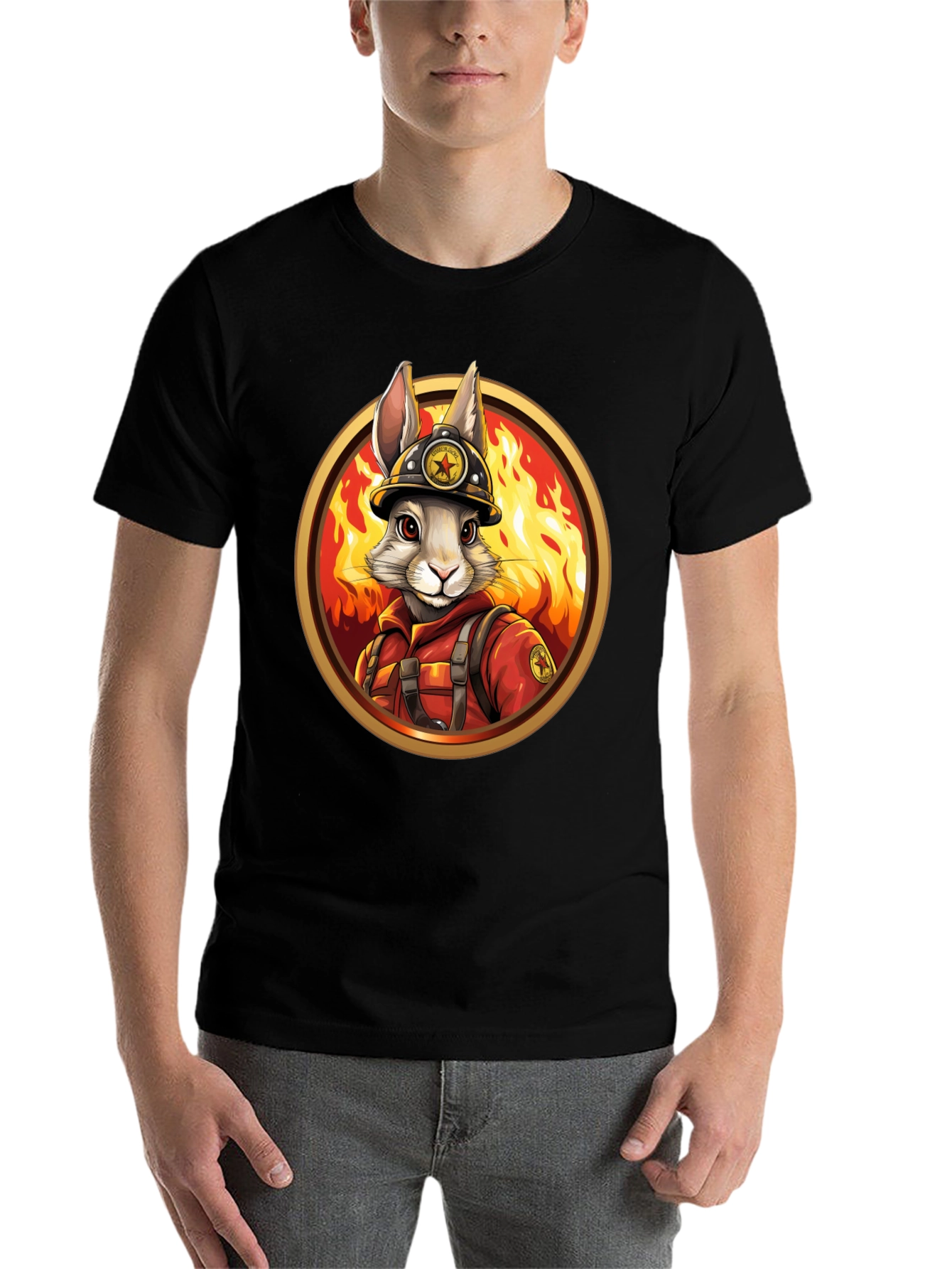 Black Firefighter Bunny Graphic Tee view 7