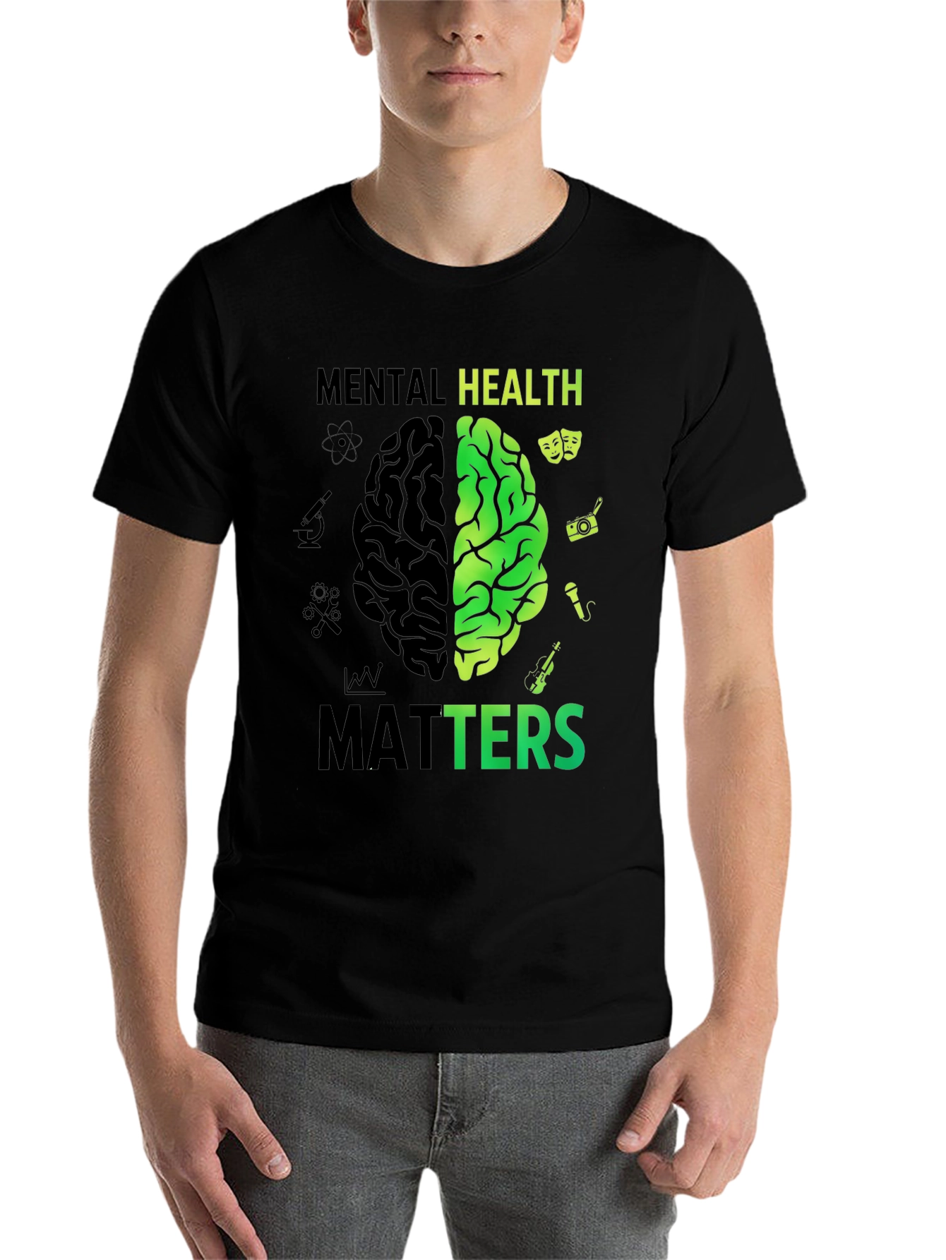 Black Mental Health Matters Brain Graphic Tee view 7