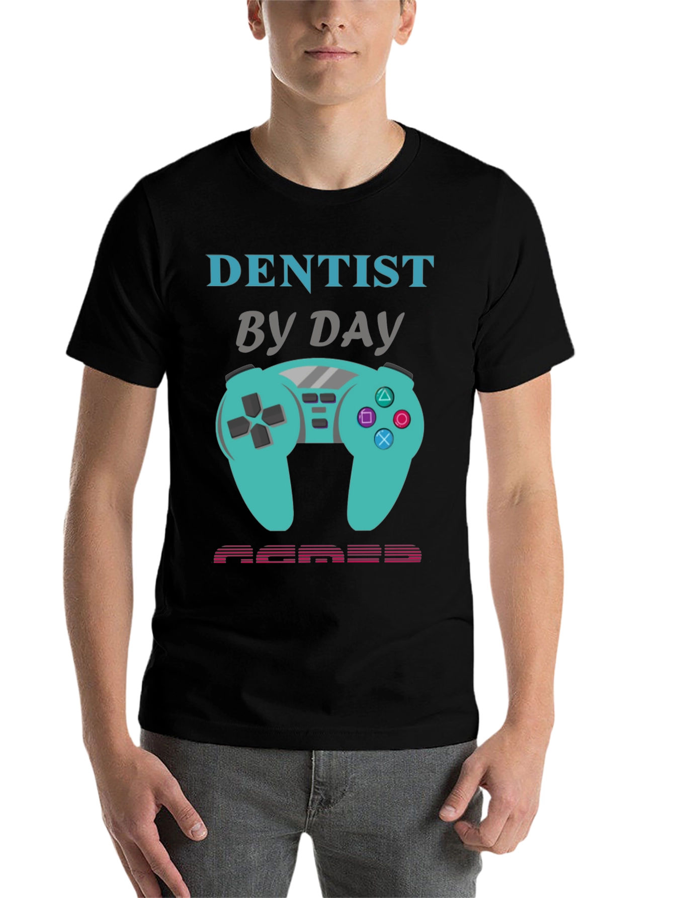 Black Dentist By Day Gamer By Night Graphic Tee view 7