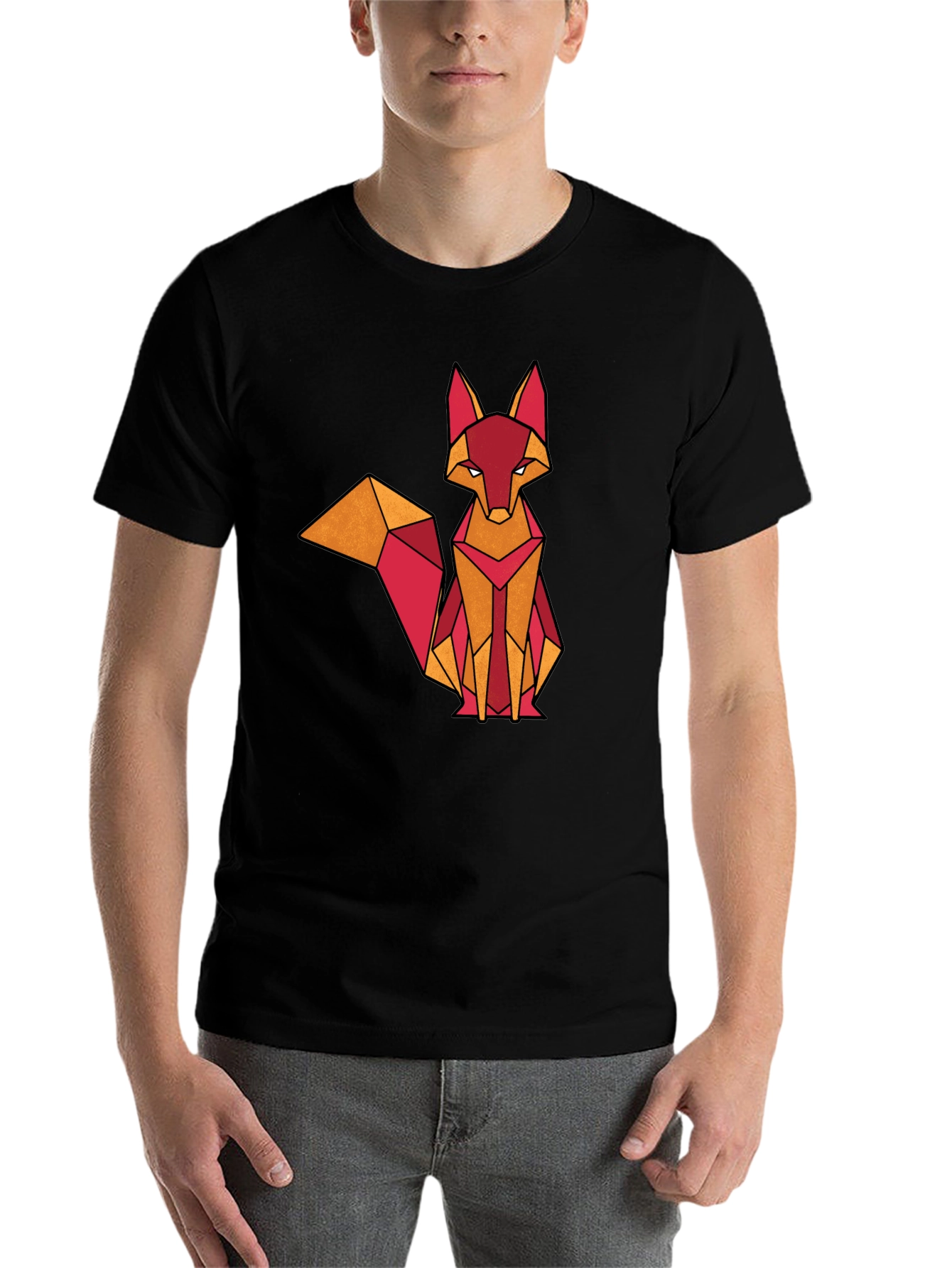 Black Geometric Fox Graphic Tee - Stylish & Modern view 7