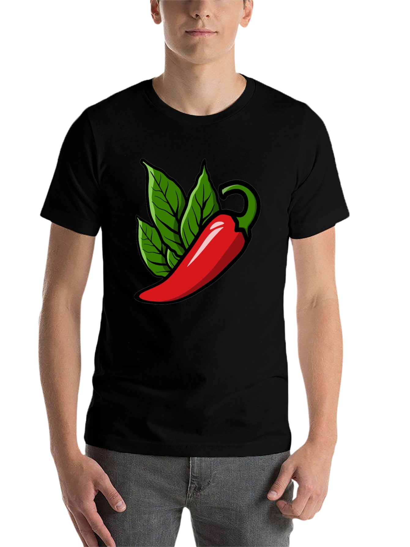 Black Spicy Pepper Graphic Tee - Black Cotton T-Shirt view 7
