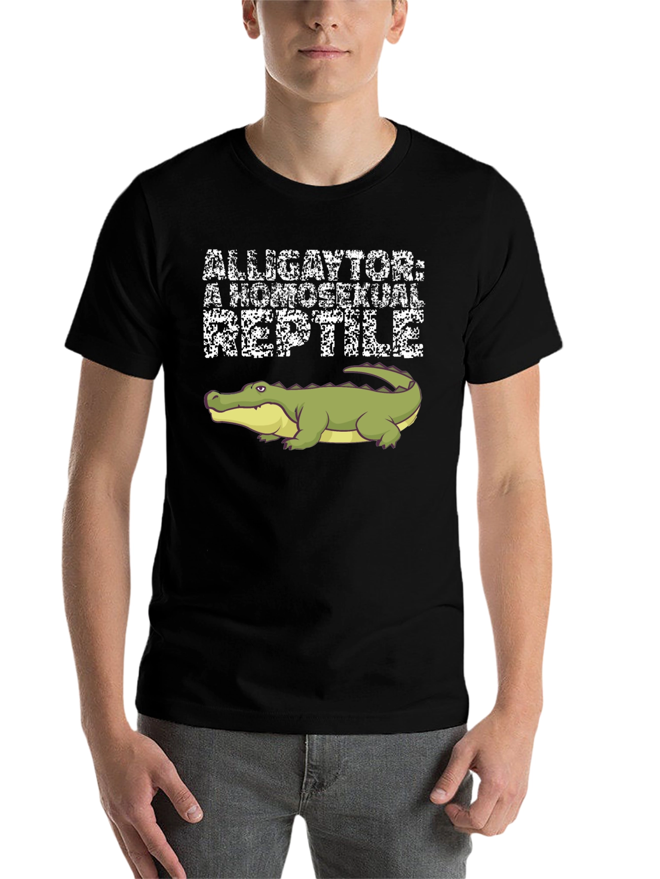 Black Alligaytor: Homosexual Reptile Graphic T-Shirt view 7