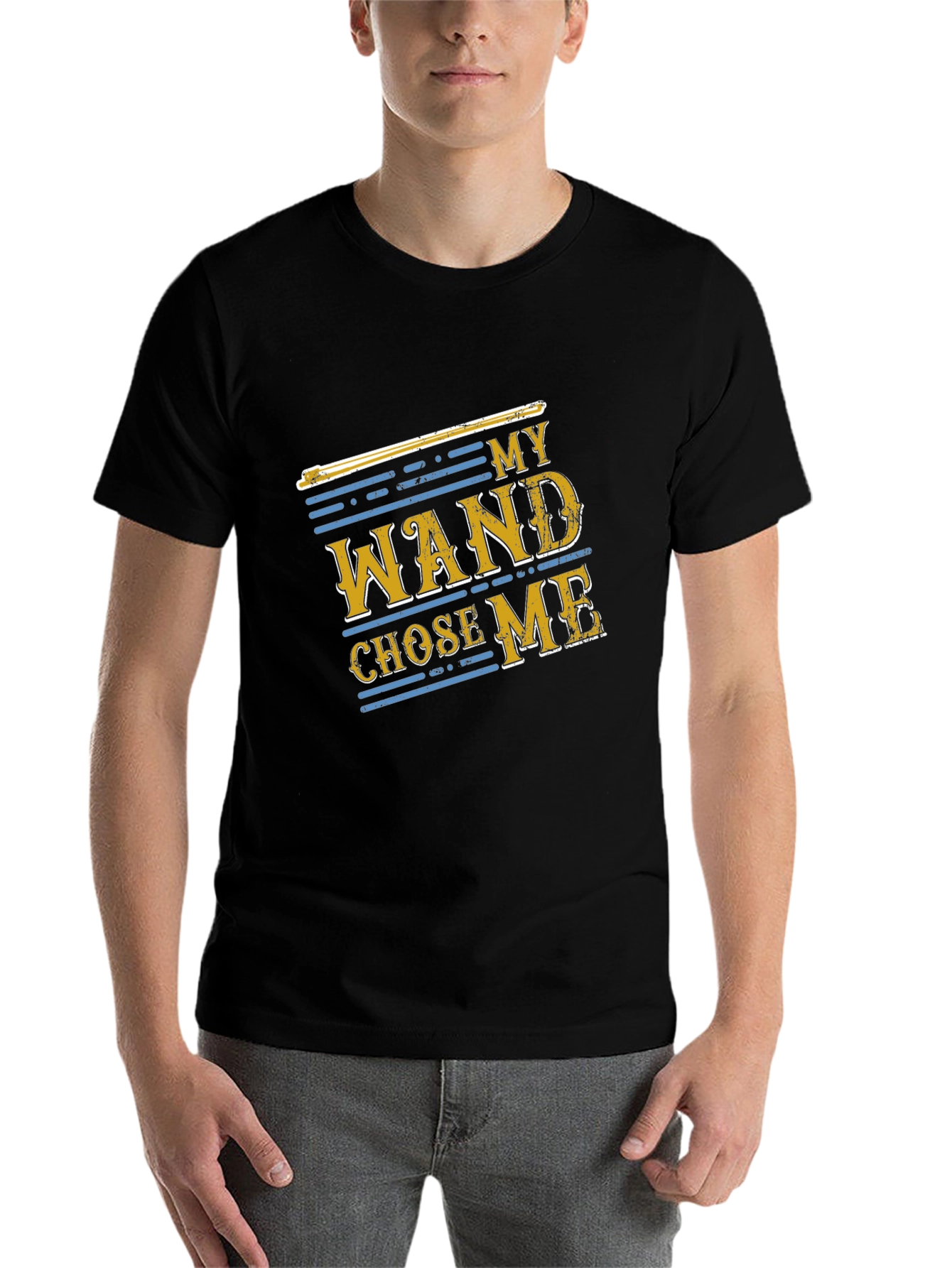 Black My Wand Chose Me Black Cotton T-Shirt view 7