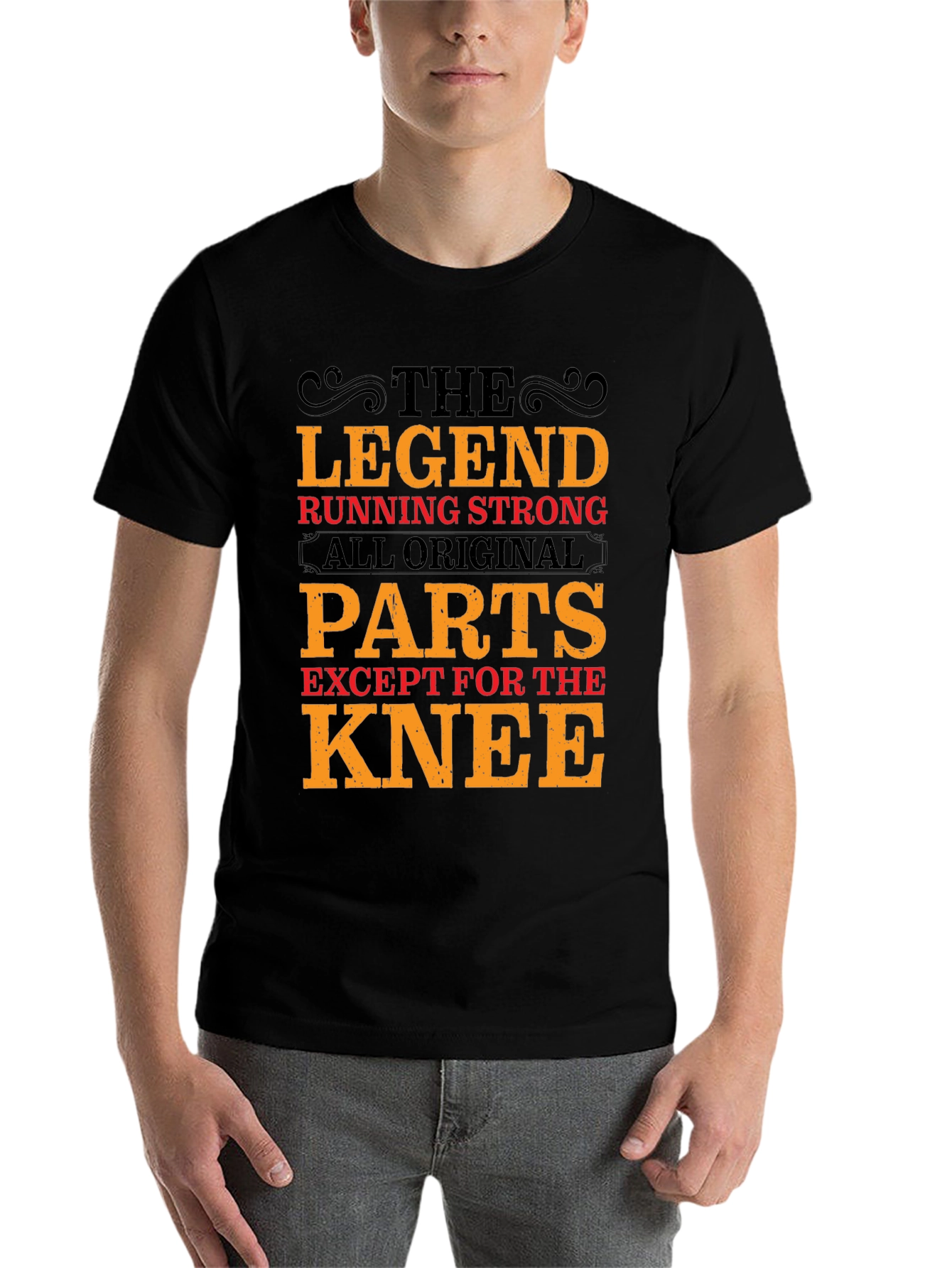Black The Legend Running Strong T-Shirt - All Original Parts Except Knee view 7