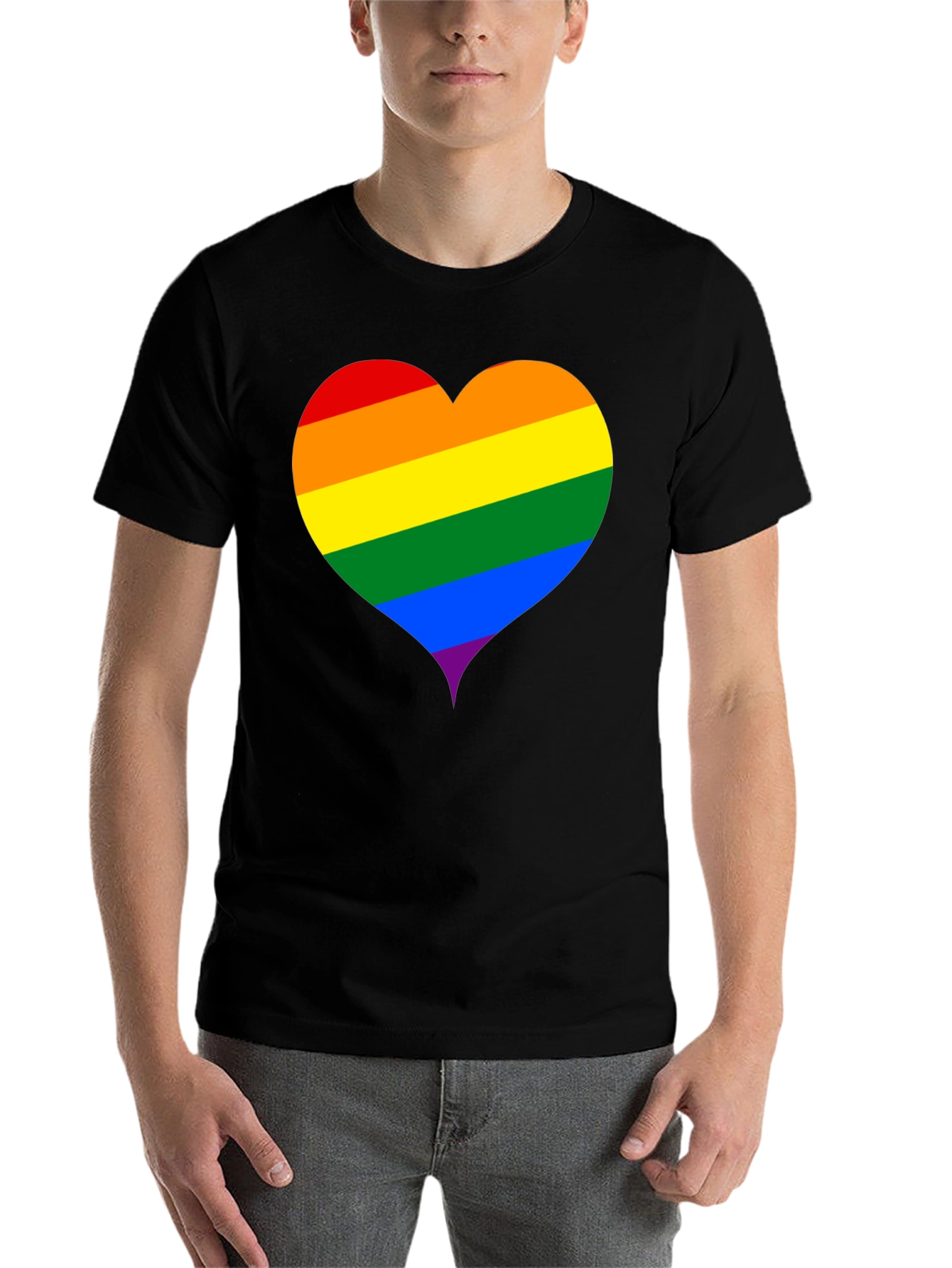 Black Rainbow Heart Graphic Black T-Shirt view 7
