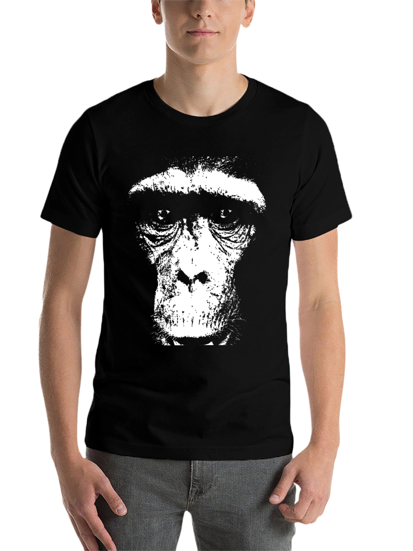 Black Ape Face Graphic Tee - Black Cotton Blend T-Shirt view 7