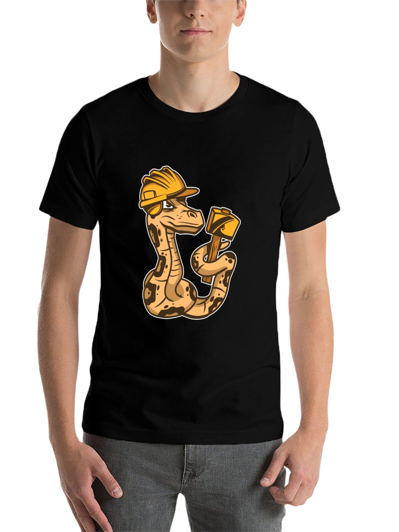 Black Construction Snake Graphic T-Shirt view 7