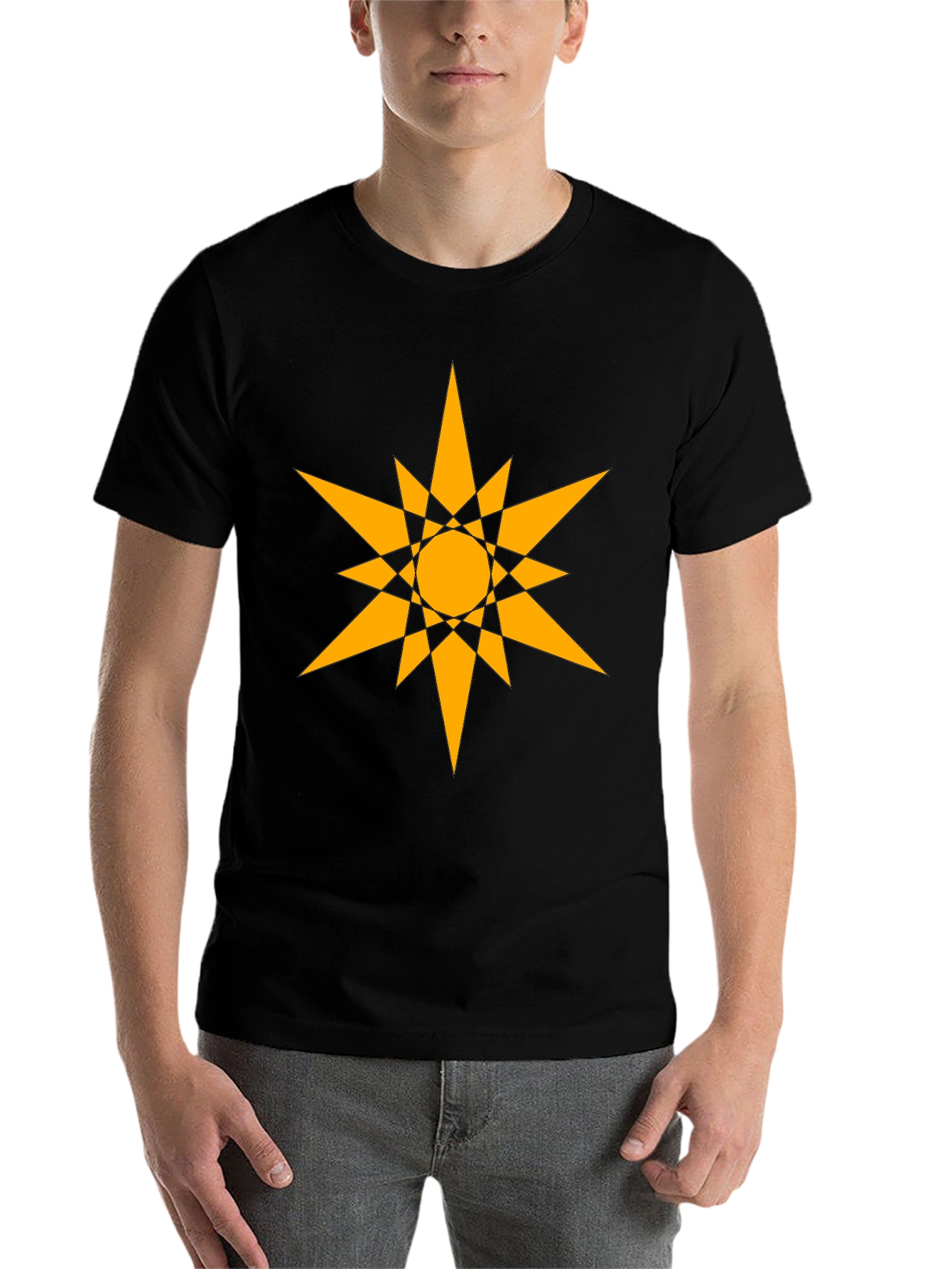 Black Geometric Starburst Graphic Tee - Bold & Modern view 7