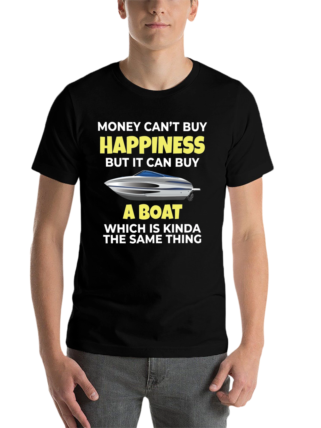 Black Money Can't Buy Happiness, Boat T-Shirt view 7