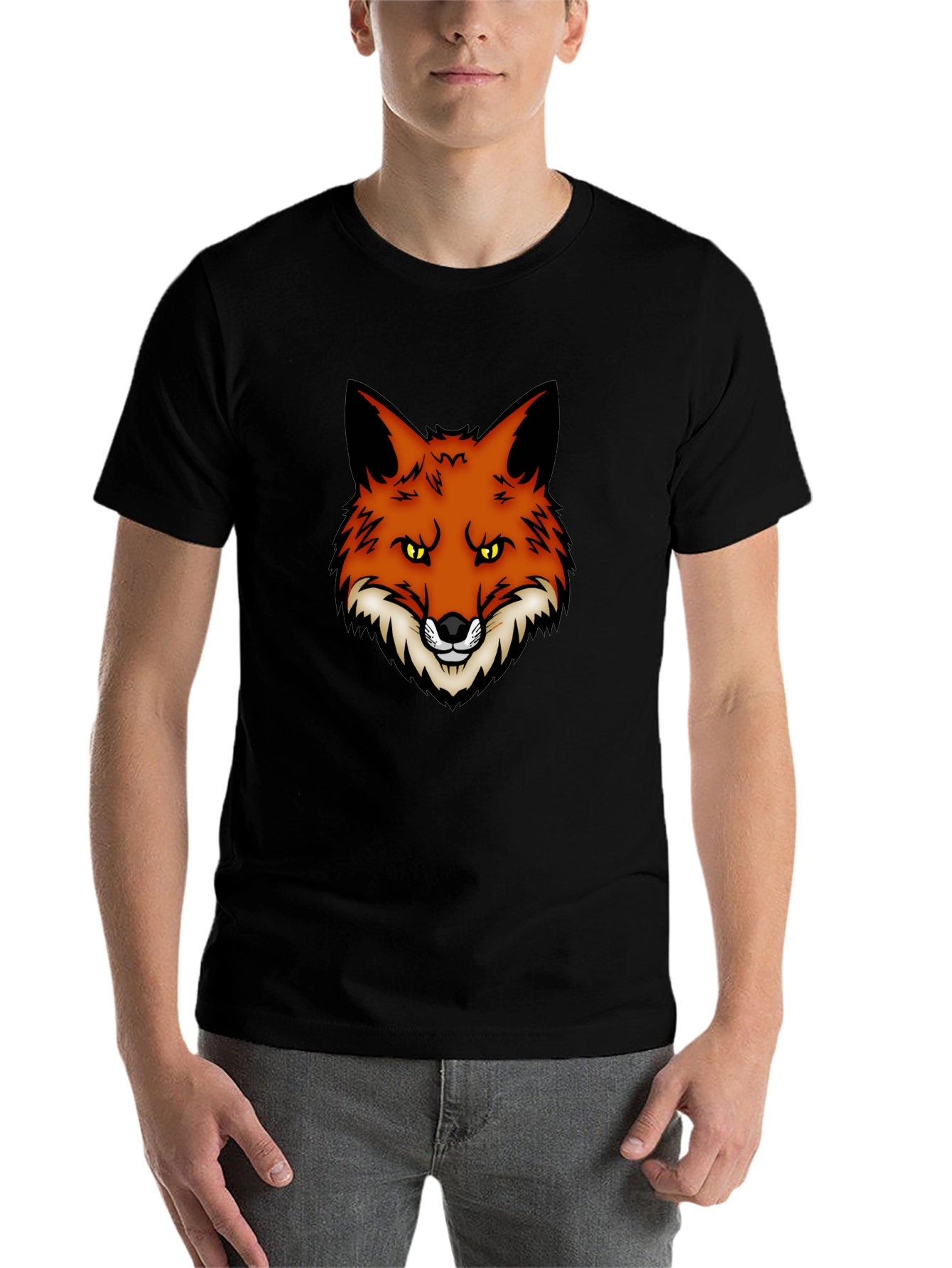 Black Fox Graphic Print Black T-Shirt view 7