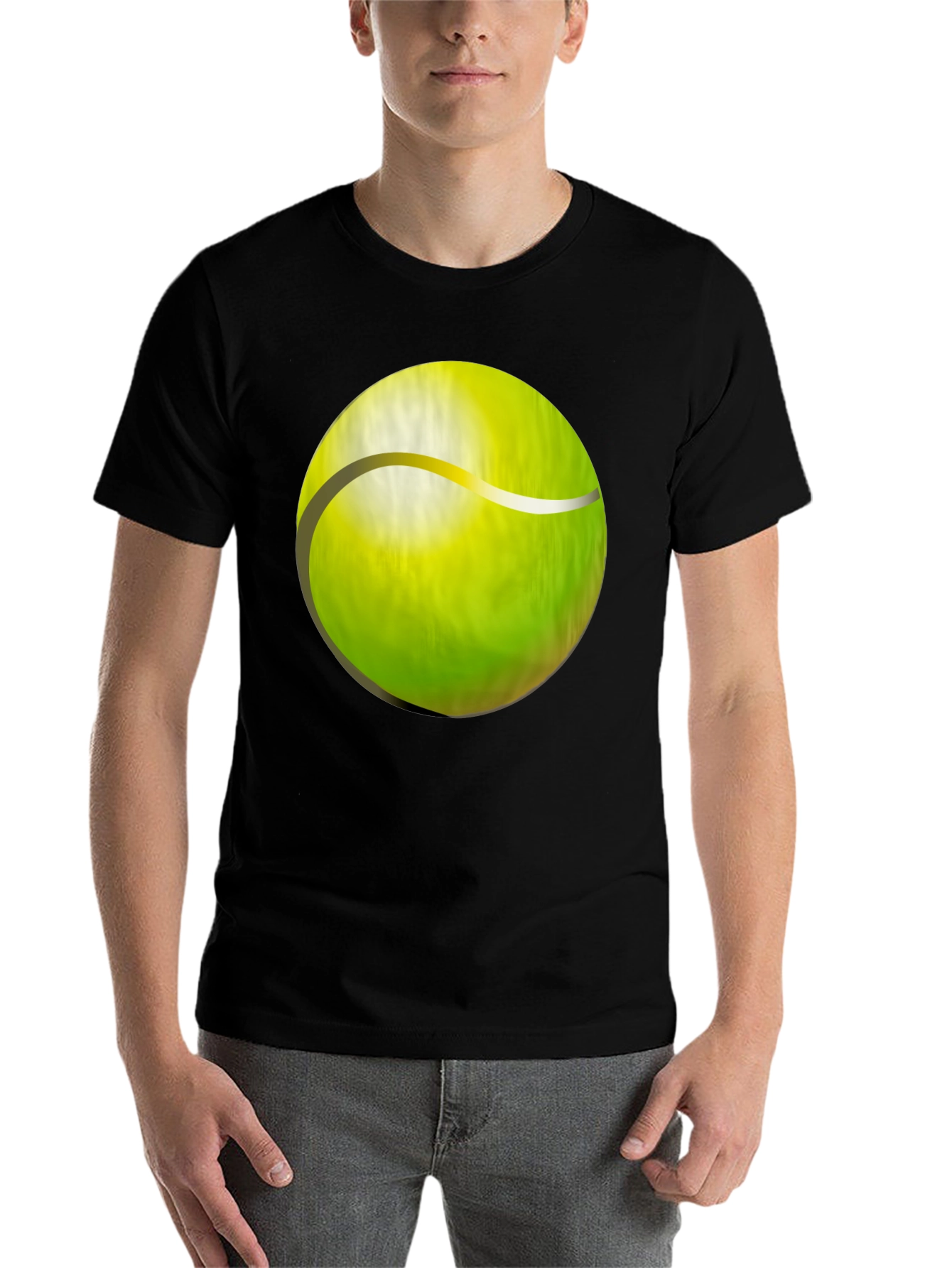 Black Tennis Ball Graphic T-Shirt - Casual Wear view 7