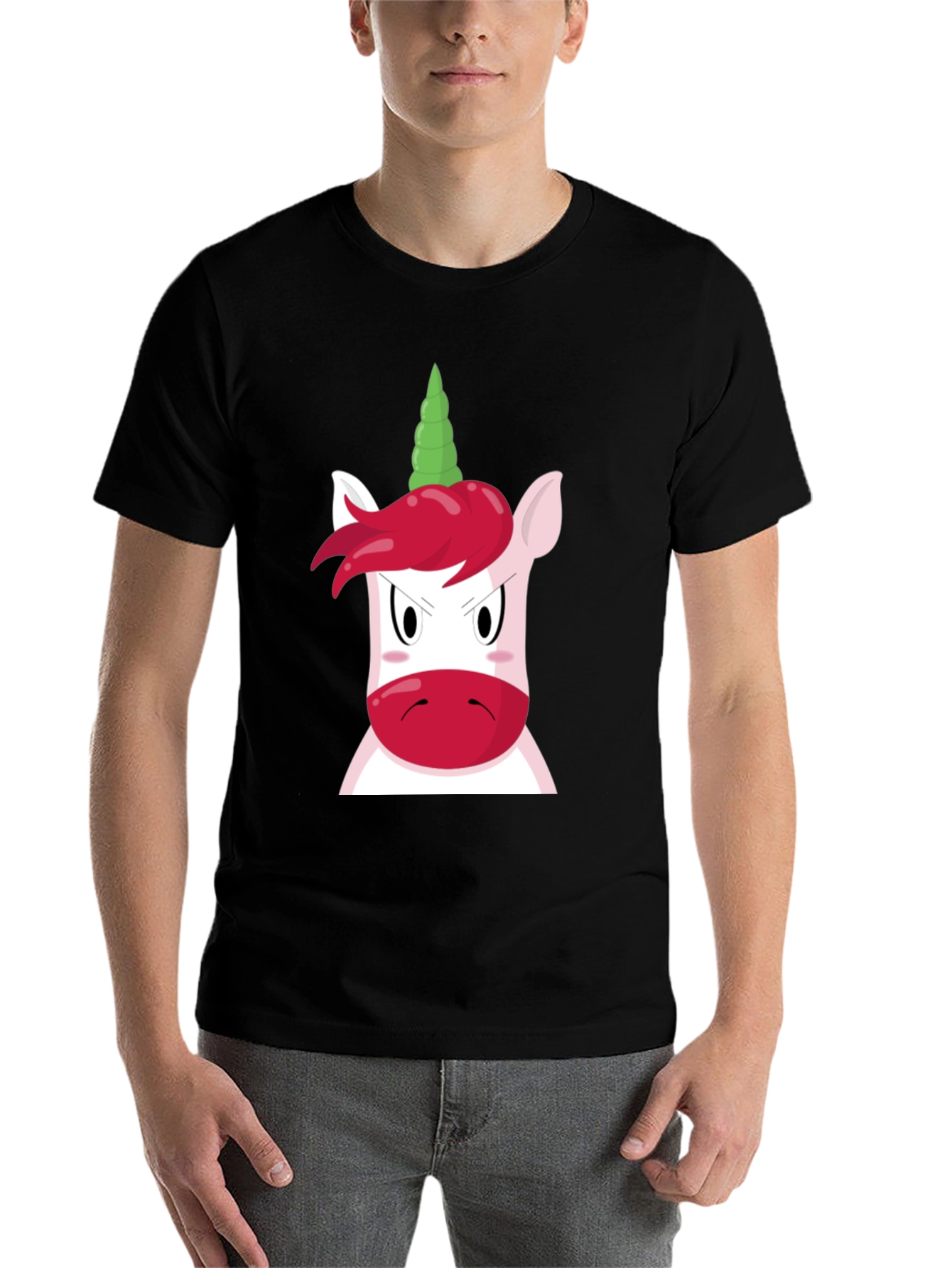 Black Angry Unicorn Graphic Tee - Black Unisex T-Shirt view 7