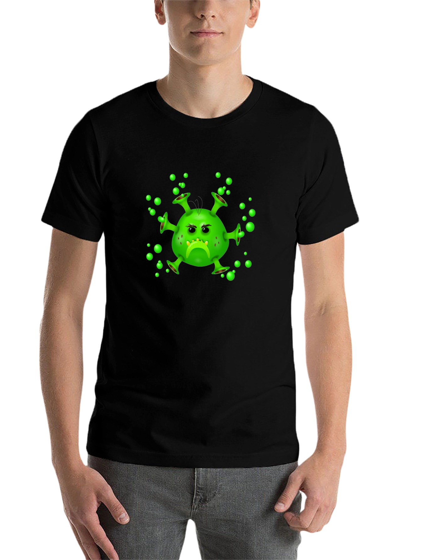 Black Funny Grumpy Virus Graphic Black T-Shirt view 7