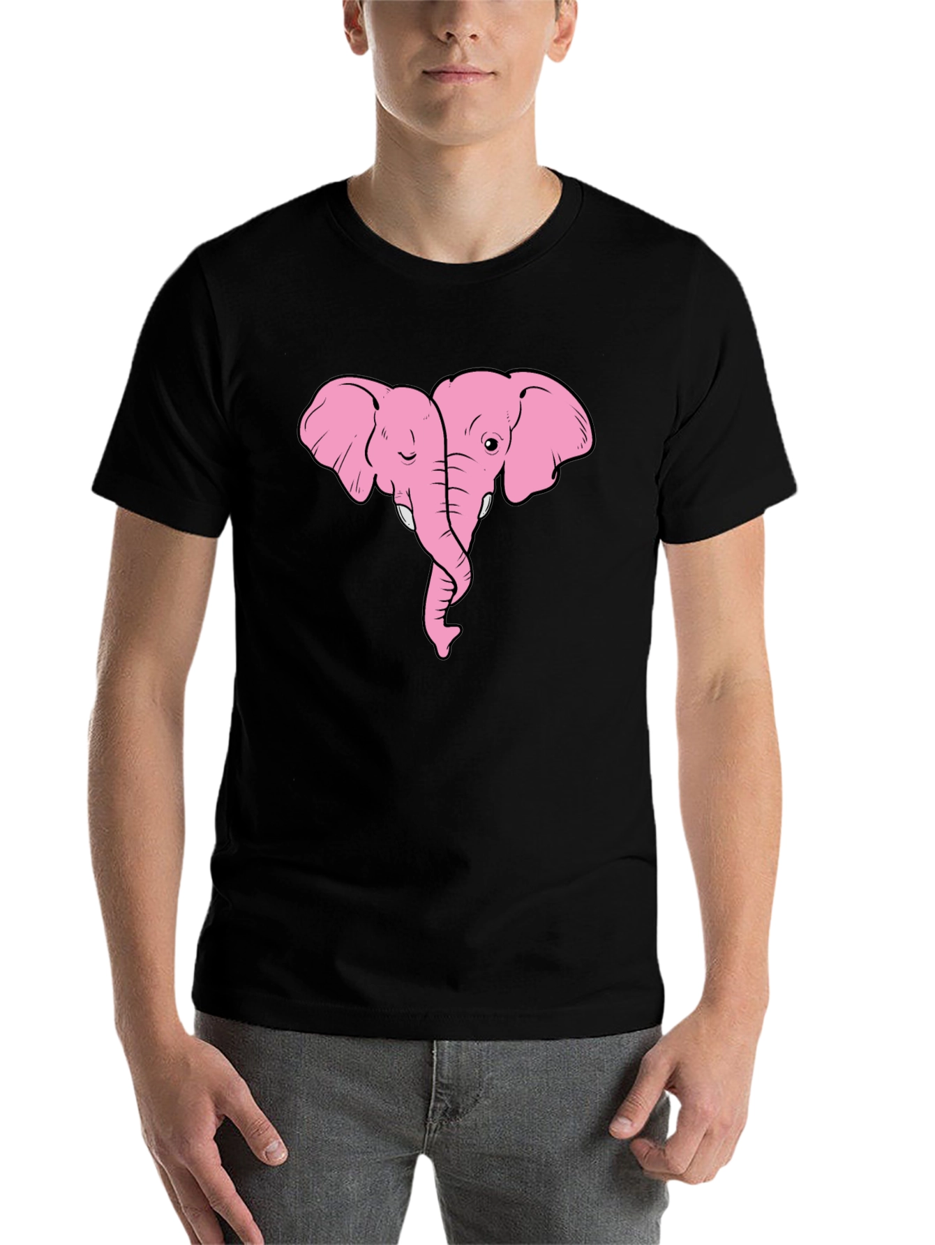 Black Pink Elephant Love T-Shirt view 7