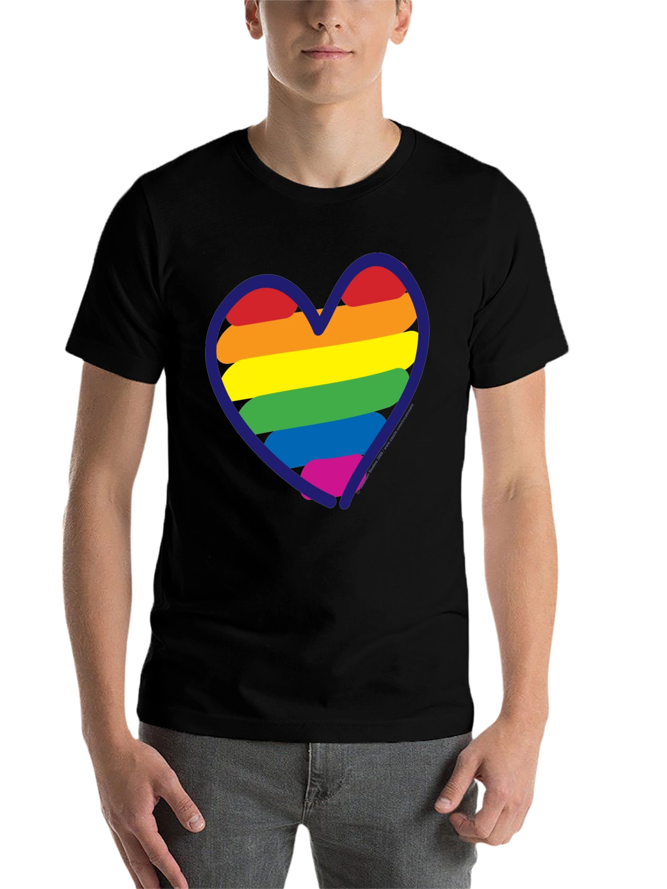 Black LGBT Rainbow Heart T-Shirt - Black Pride Tee view 7