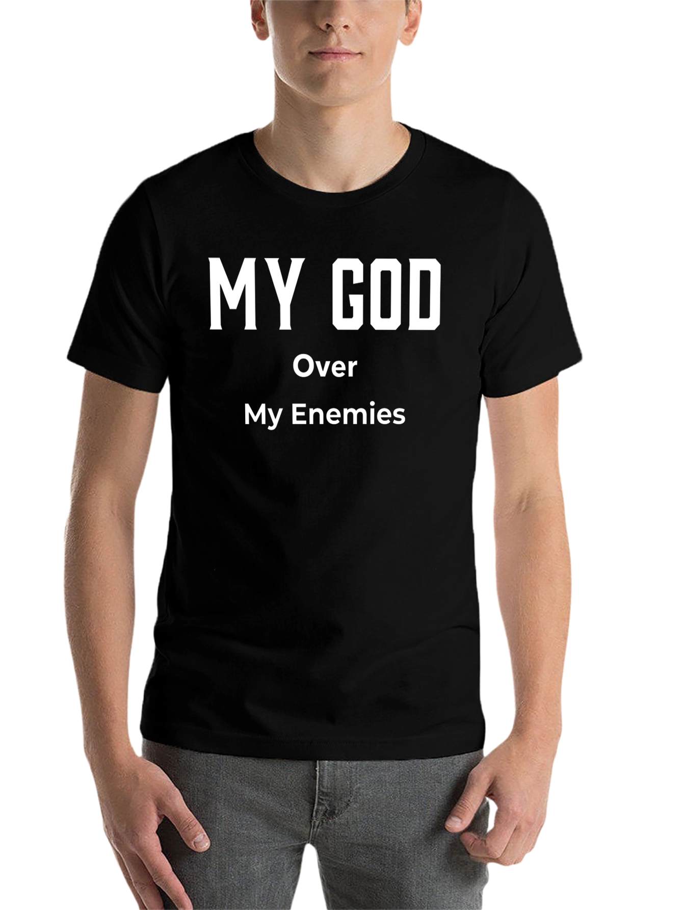 Black My God Over My Enemies Black T-Shirt view 7