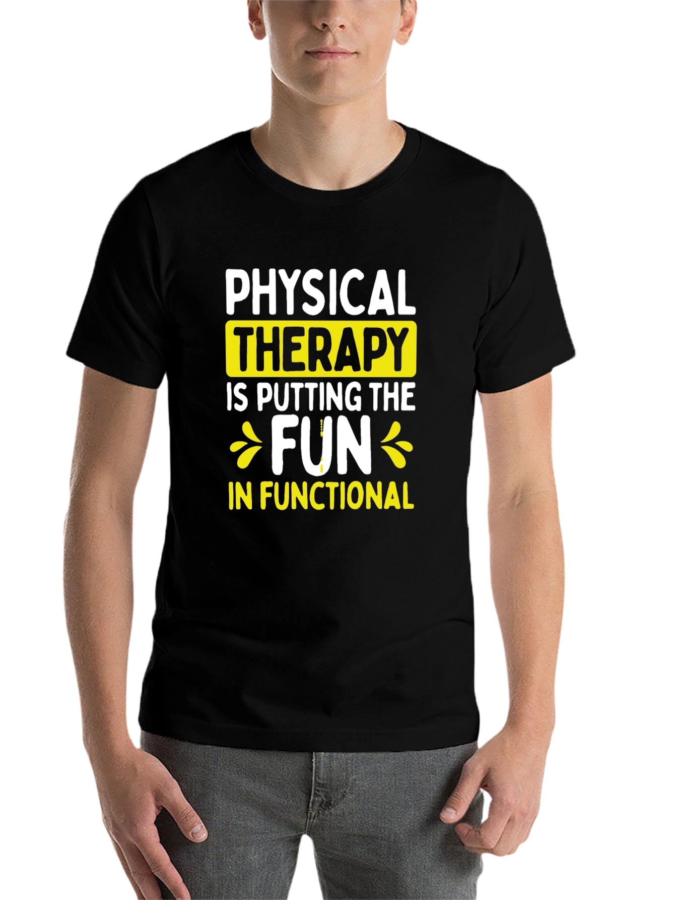 Black Physical Therapy Fun T-Shirt - Functional Fitness Tee view 7