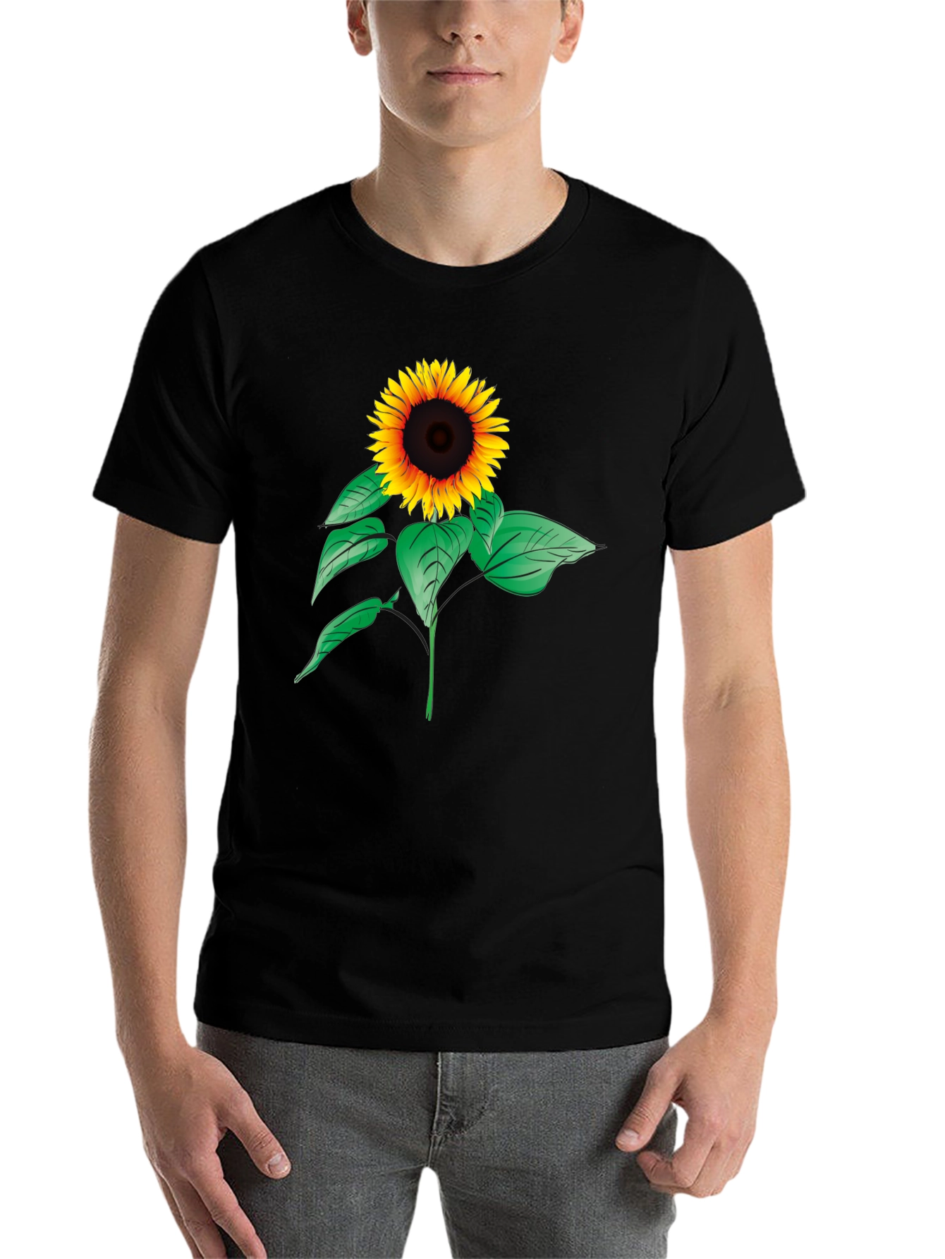Black Sunflower Graphic Tee - Black Cotton Comfort view 7