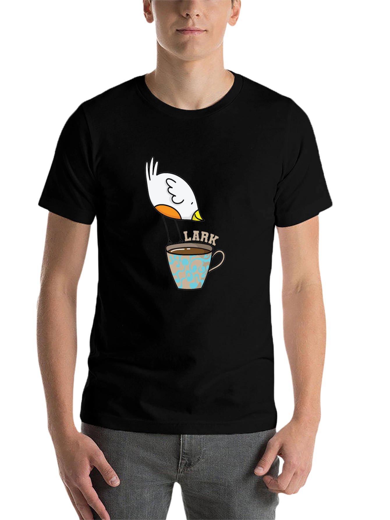 Black Lark in a Cup T-Shirt - Soft Cotton Bird Lover Tee view 7
