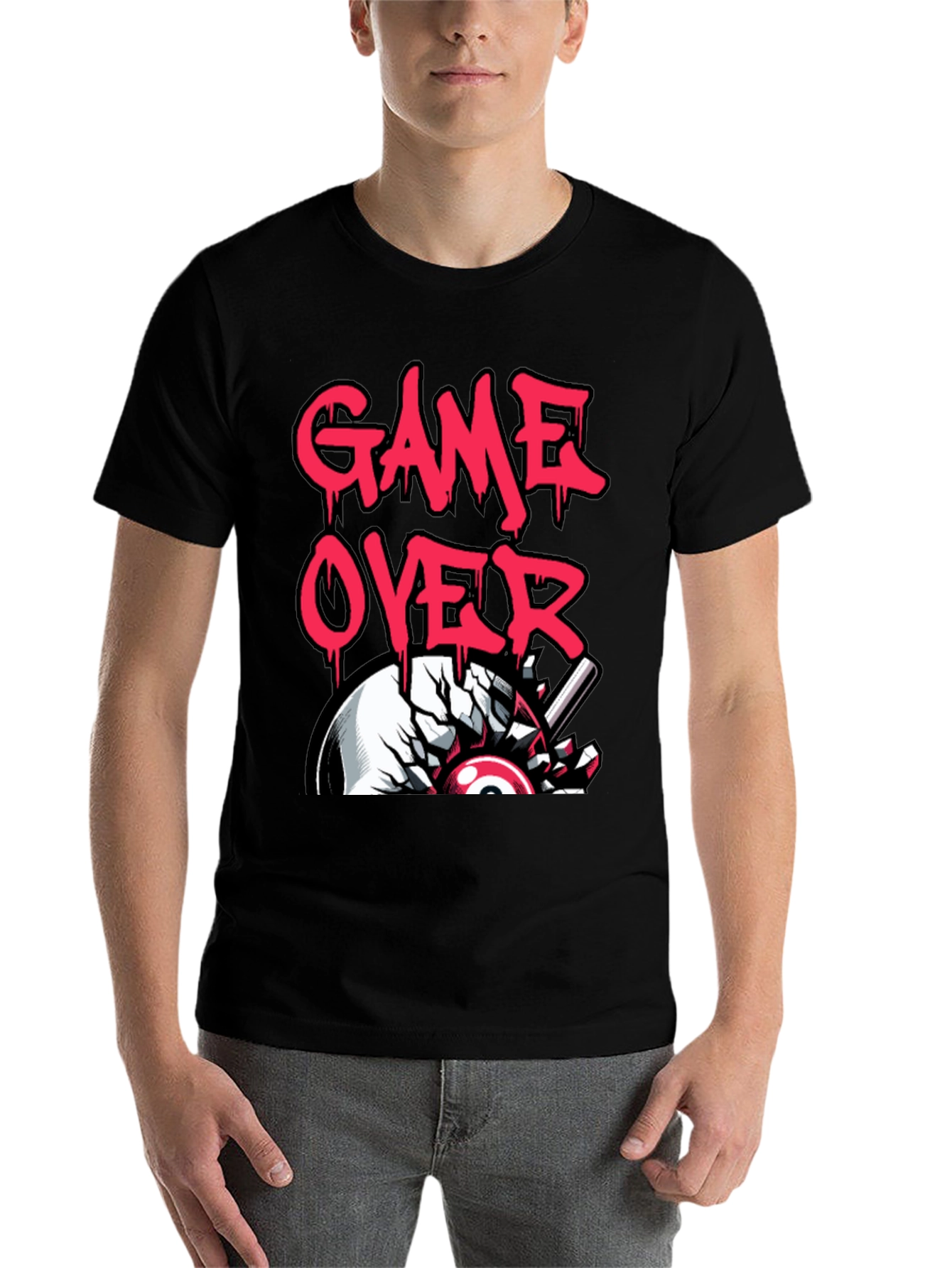 Black Game Over Graphic Tee - Gamer Style view 7