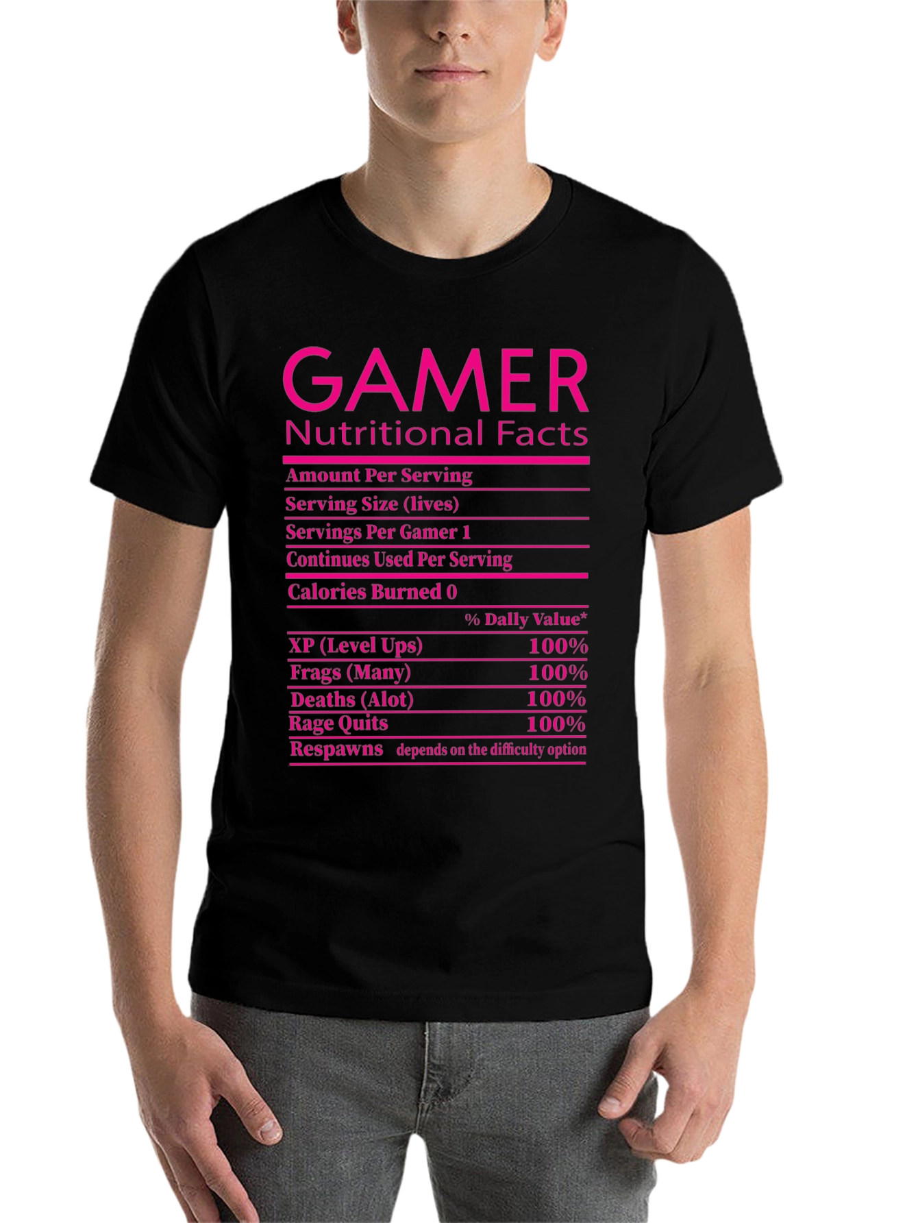 Black Gamer Nutritional Facts Black T-Shirt Funny Gift view 7
