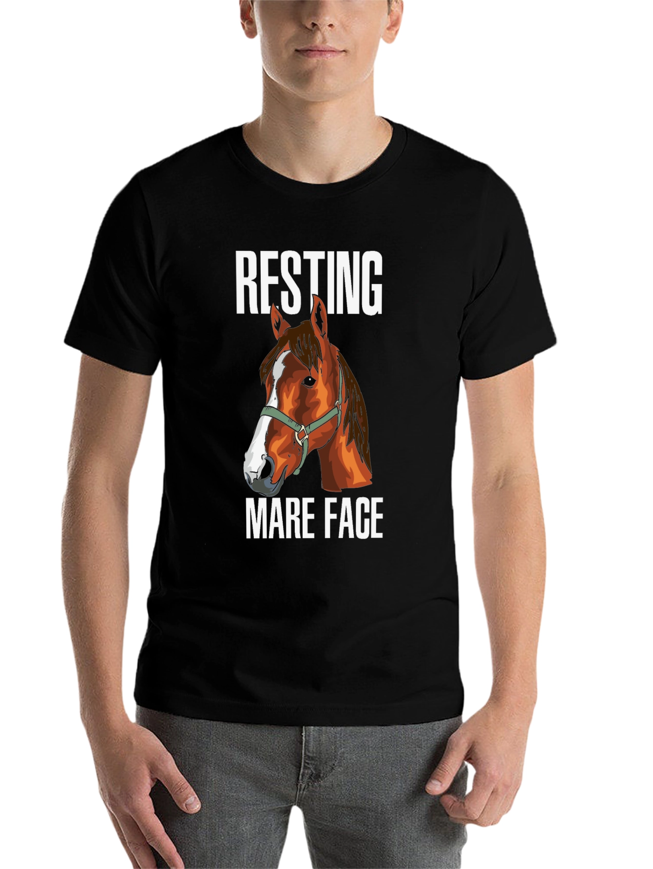 Black Resting Mare Face T-Shirt - Horse Lover Tee view 7