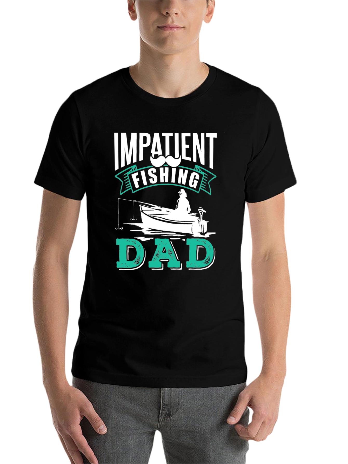 Black Impatient Fishing Dad Black Graphic Tee view 7