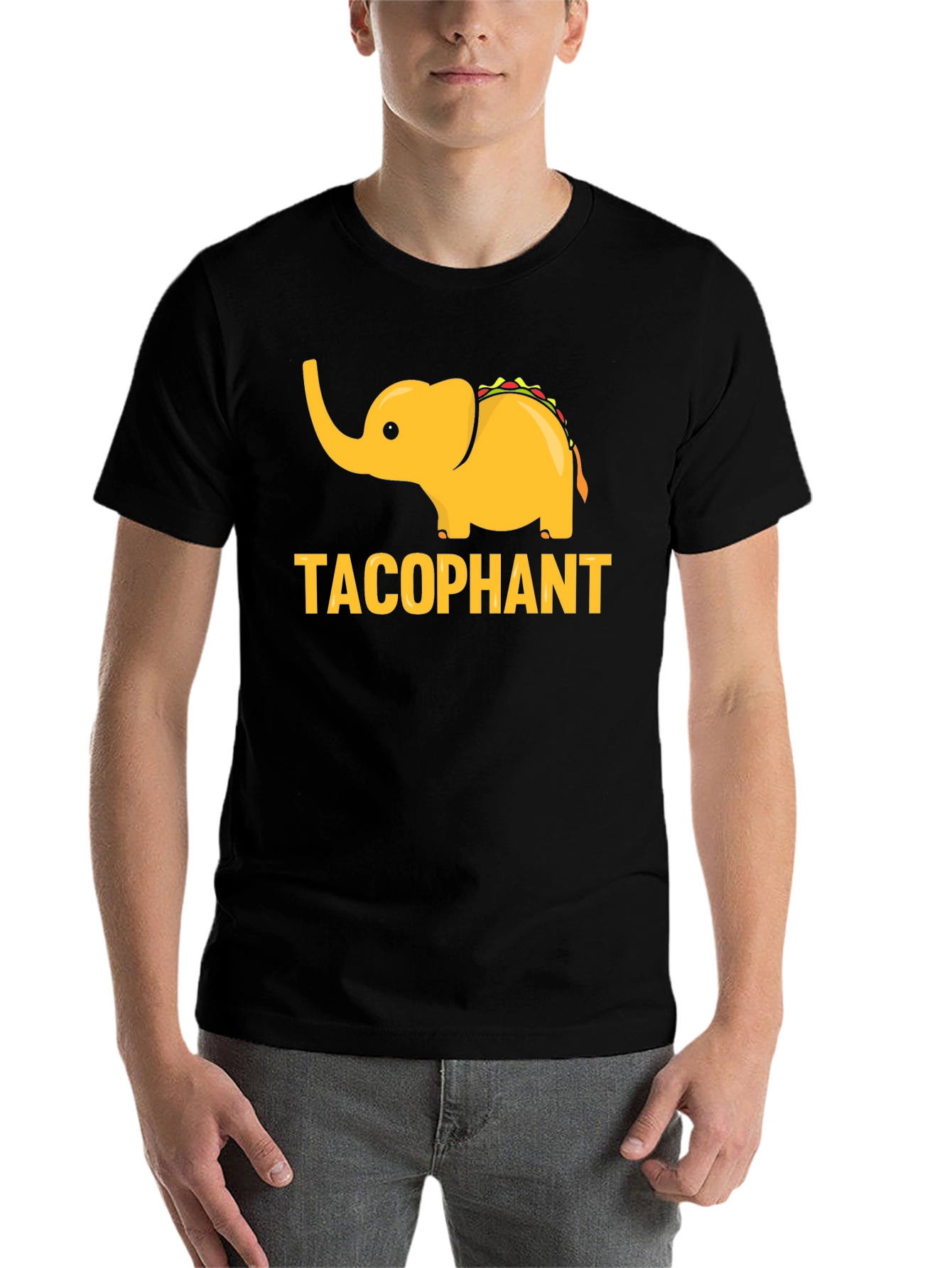 Black Tacophant Graphic T-Shirt - Funny Elephant Taco Tee view 7