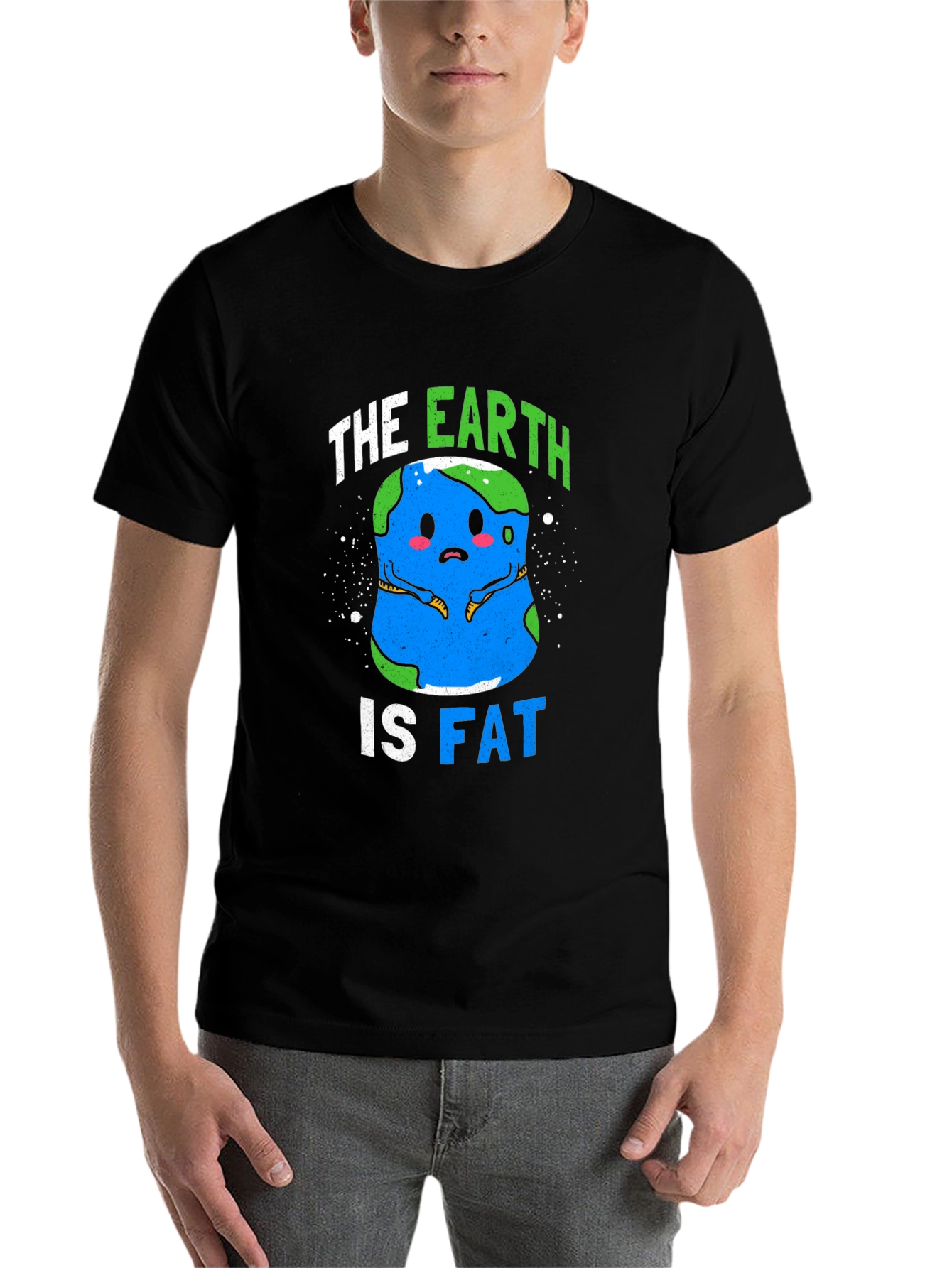 Black The Earth Is Fat Graphic Tee - Men's Black T-Shirt view 7