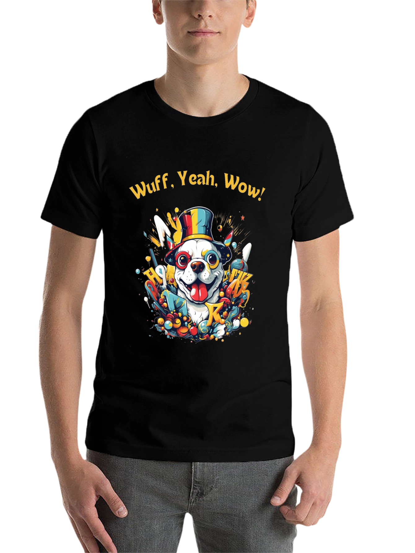 Black Wuff, Yeah, Wow Dog Graphic Tee view 7