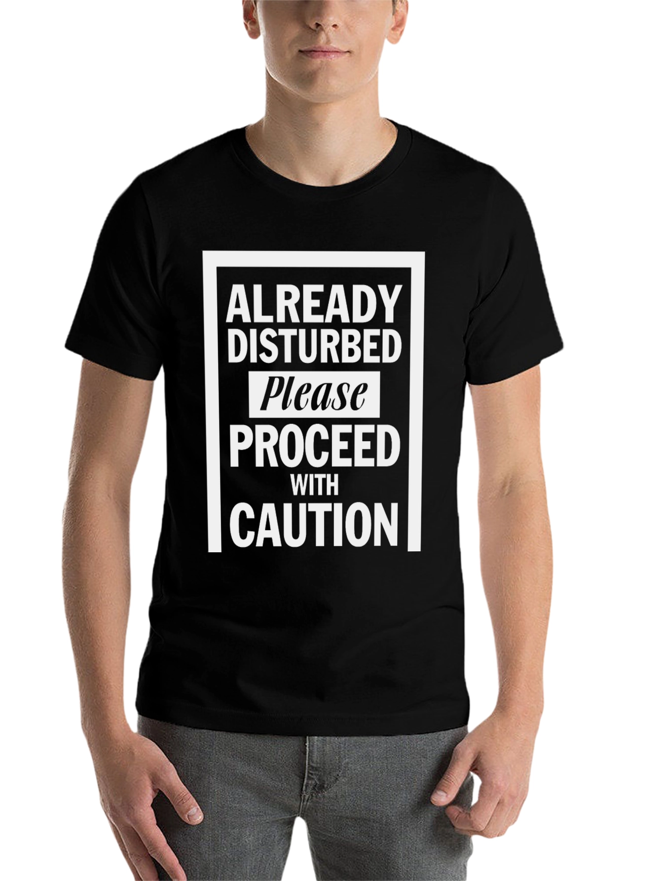 Black Disturbed Caution Graphic Tee view 7