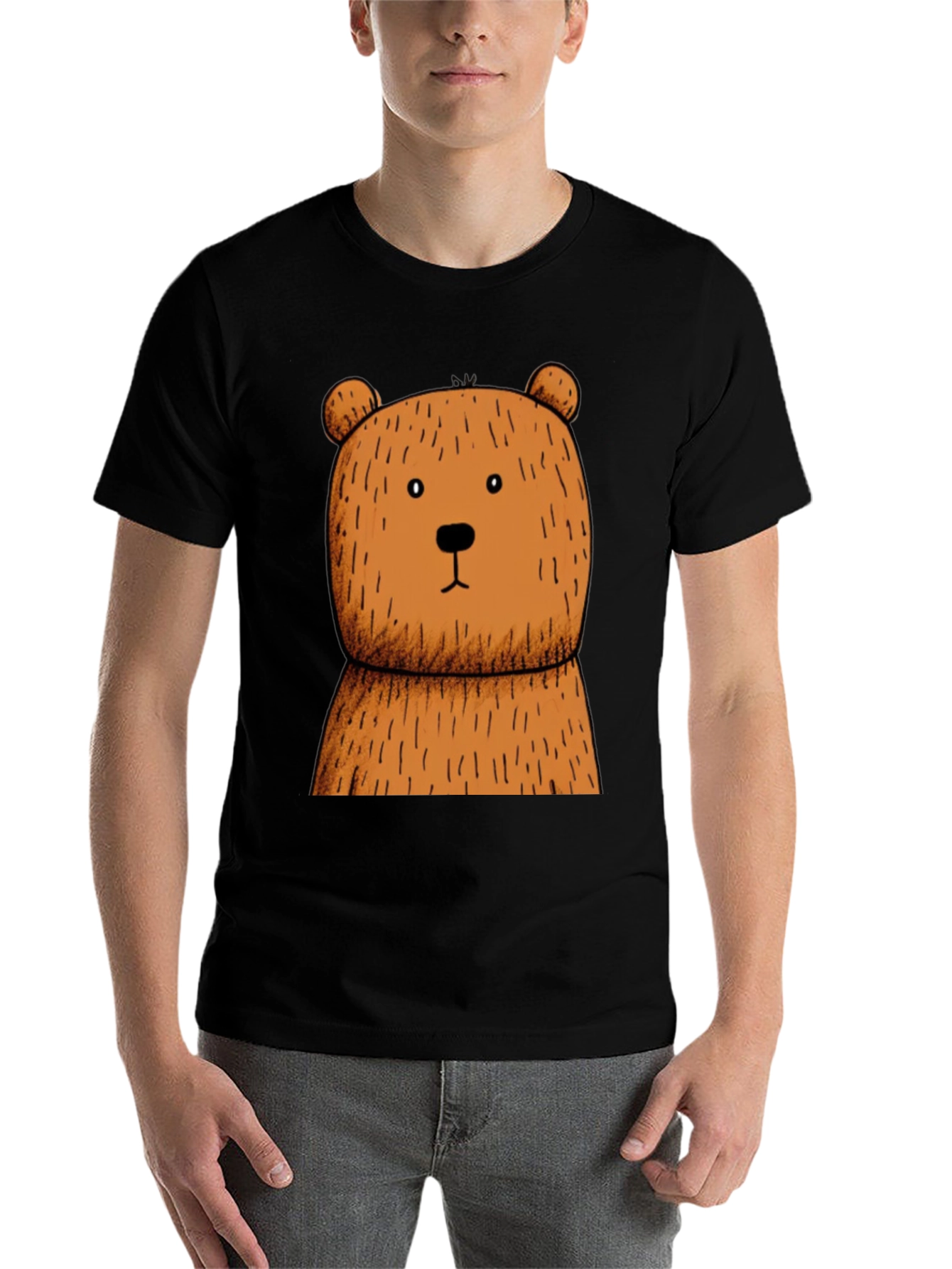 Black Black T-Shirt with Brown Bear Graphic view 7