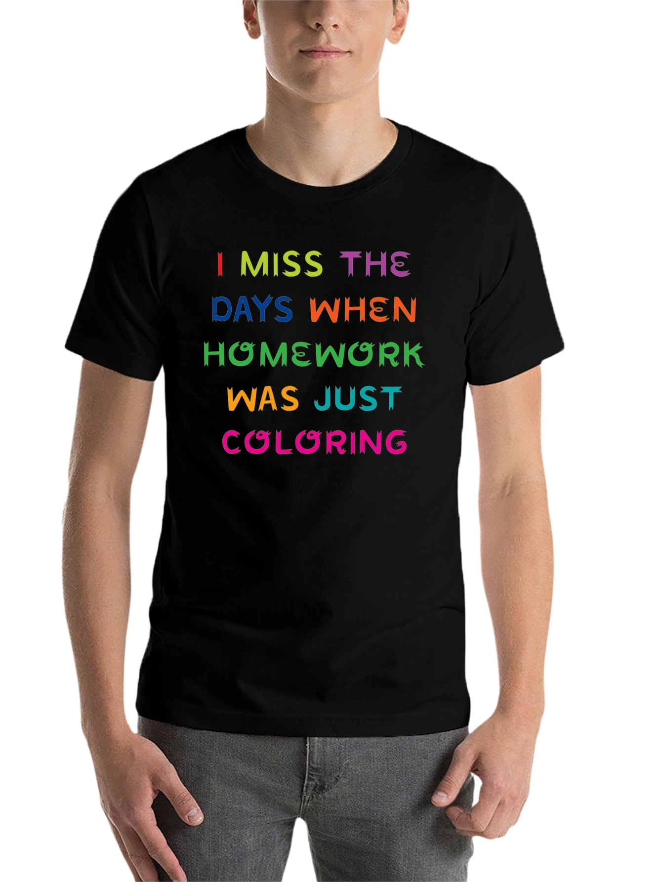 Black I Miss Coloring Homework T-Shirt - Funny Retro Nostalgia Tee view 7