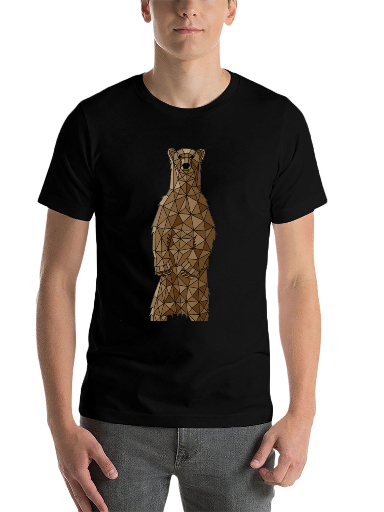 Black Geometric Bear Graphic Tee - Black view 7