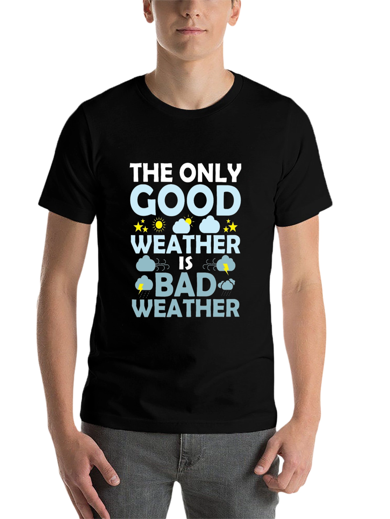 Black Bad Weather T-Shirt - Funny Weather Graphic Tee view 7