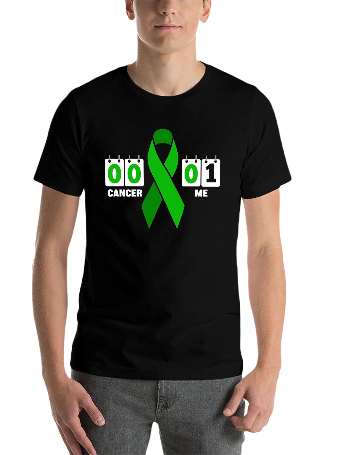 Black Cancer Survivor T-Shirt: Green Ribbon view 7