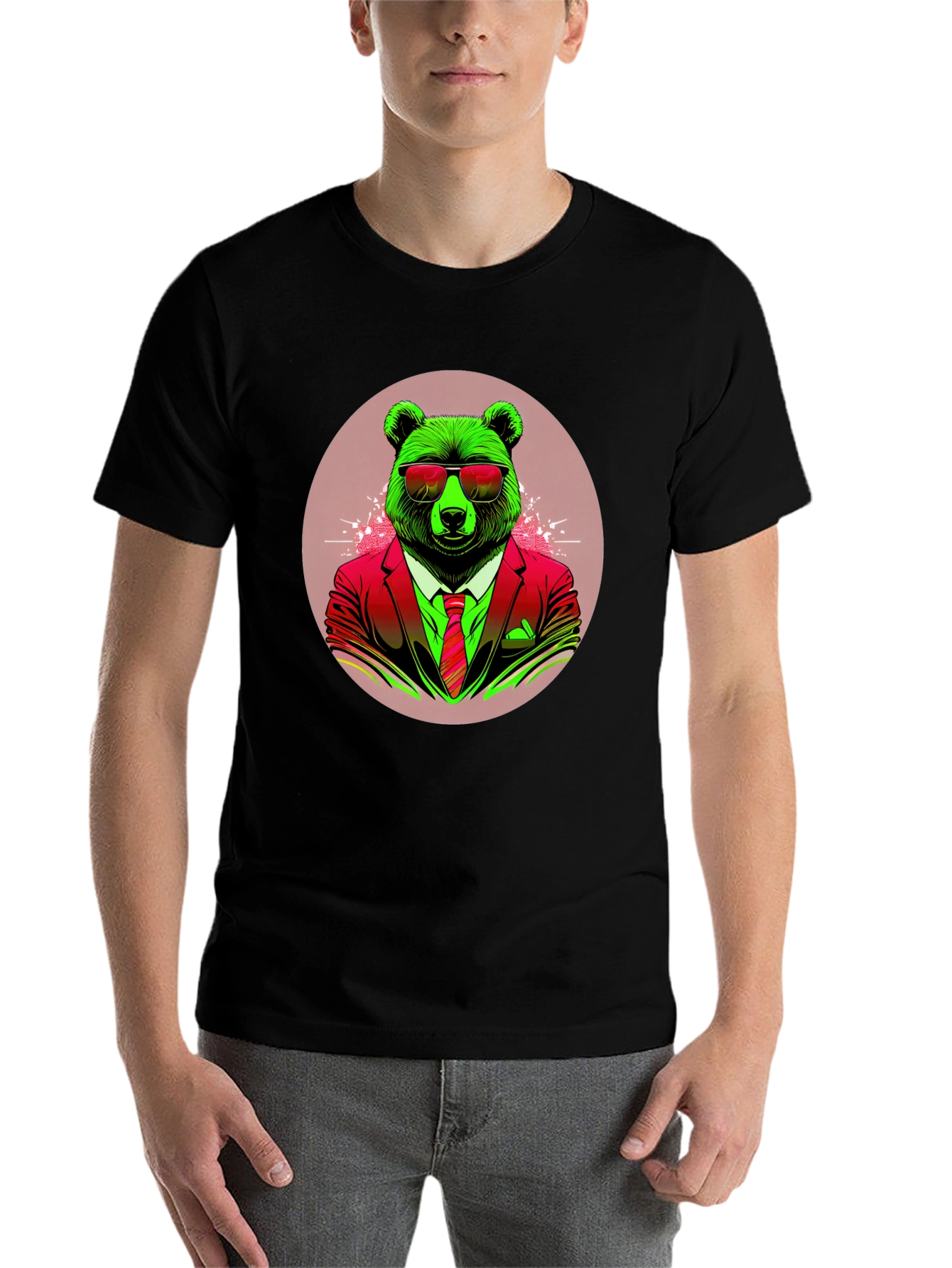 Black Bear in Suit Graphic Tee - Cool Animal Design view 7