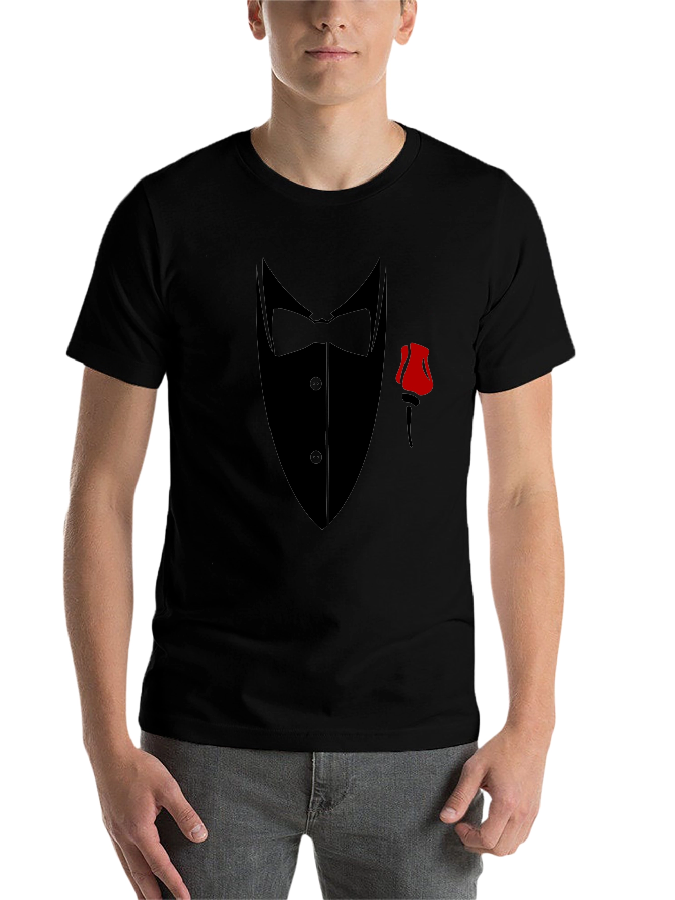 Black Tuxedo Graphic T-Shirt - Formal Wear Illusion view 7