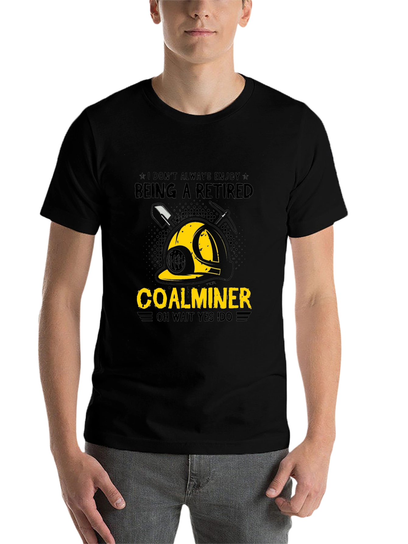 Black Retired Coal Miner Graphic T-Shirt view 7