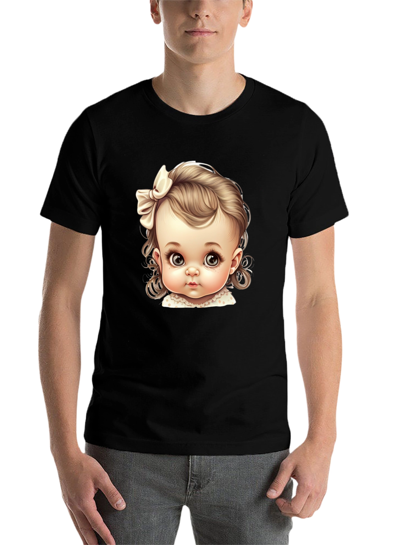 Black Baby Doll Graphic Tee - Cute & Stylish Black T-Shirt view 7
