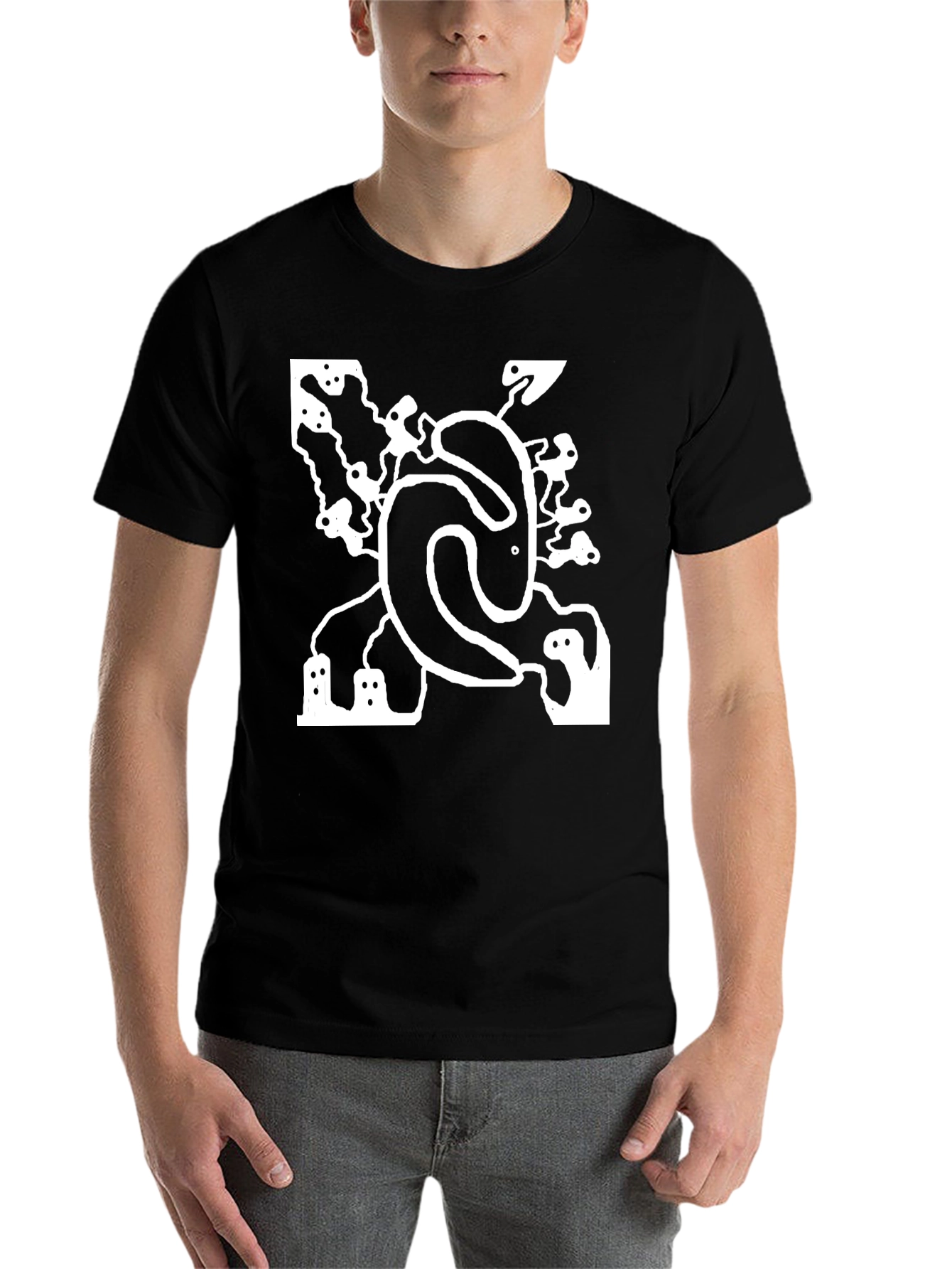Black Abstract Graphic Print Black T-Shirt view 7