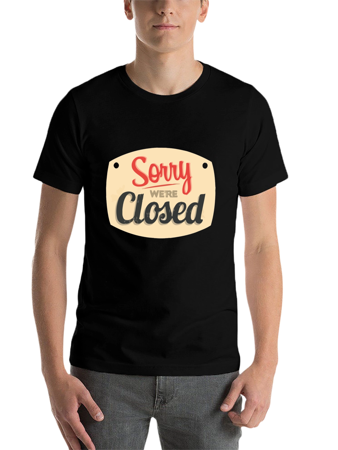Black Sorry We're Closed Graphic Tee - Black Casual Shirt view 7