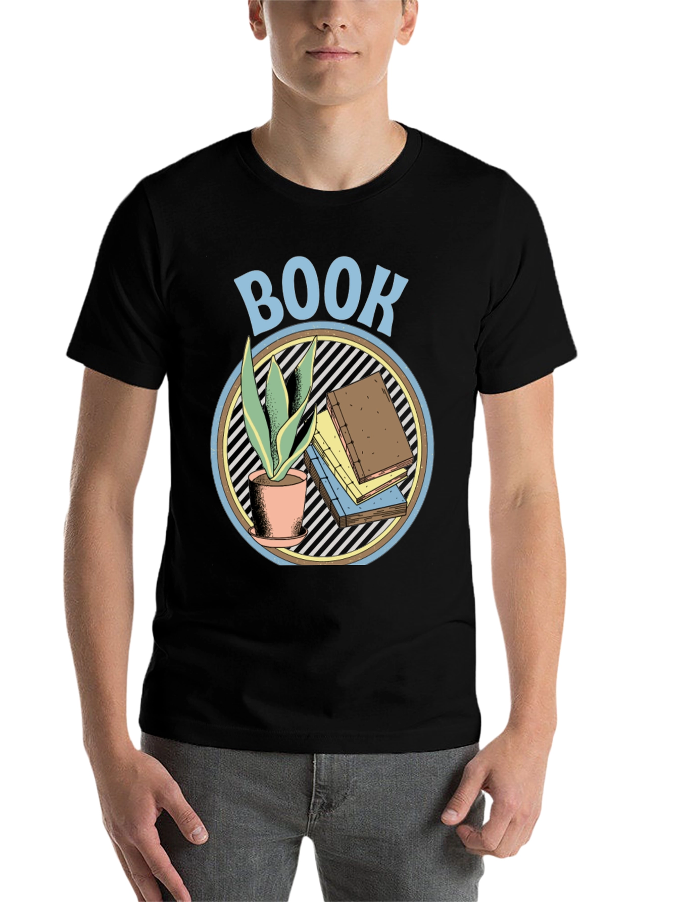 Black Book Lover Graphic T-Shirt - Plant & Book Design view 7