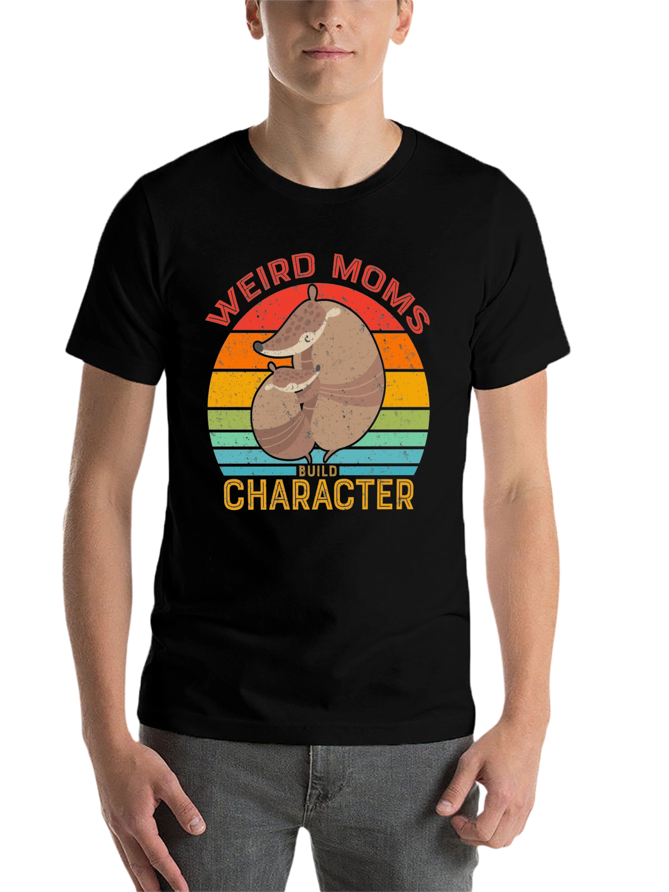 Black Weird Moms Build Character Armadillo T-Shirt view 7